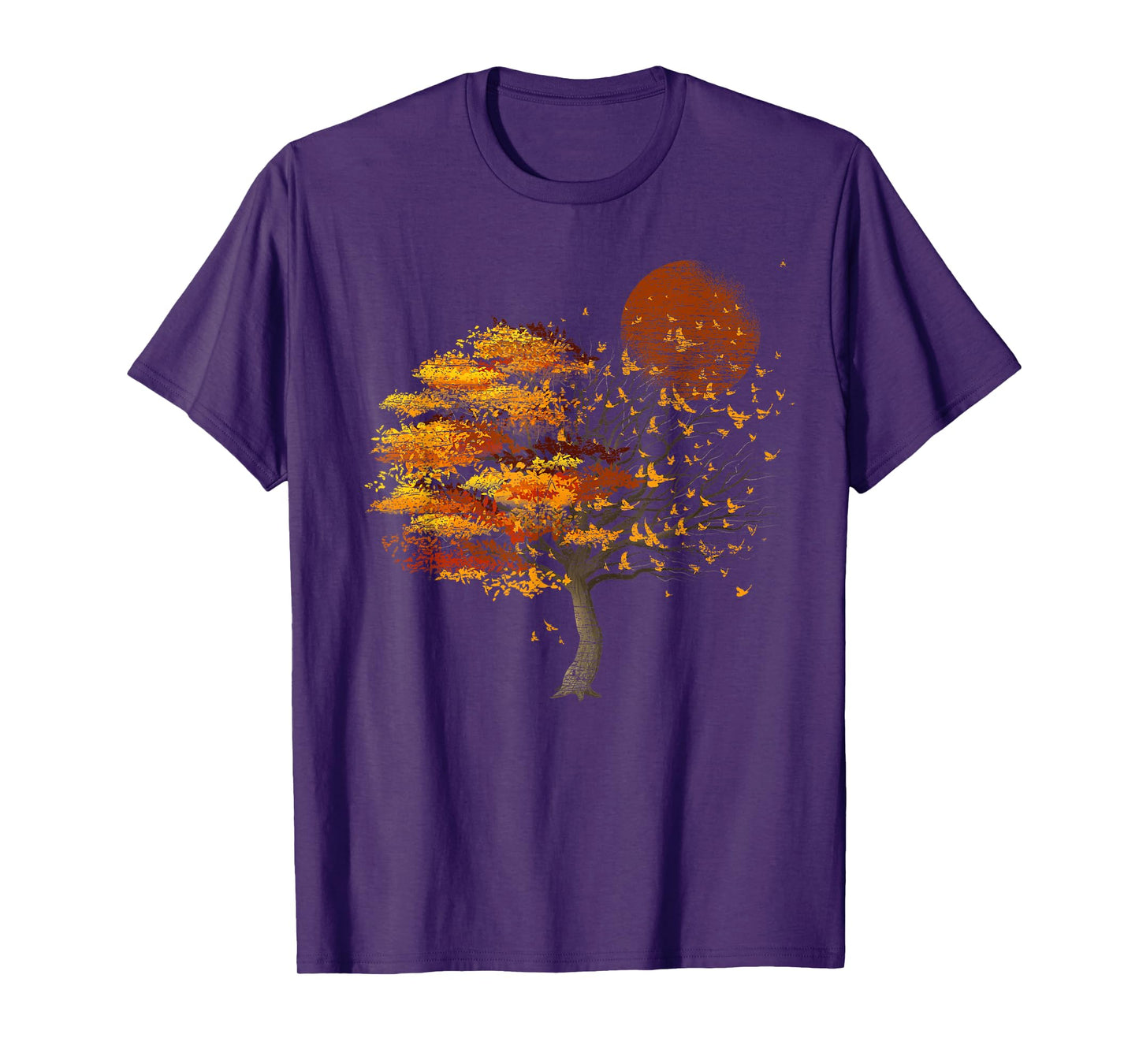 Full Moon Flock Of Birds Tree Outdoor Wildlife Nature Forest T-Shirt