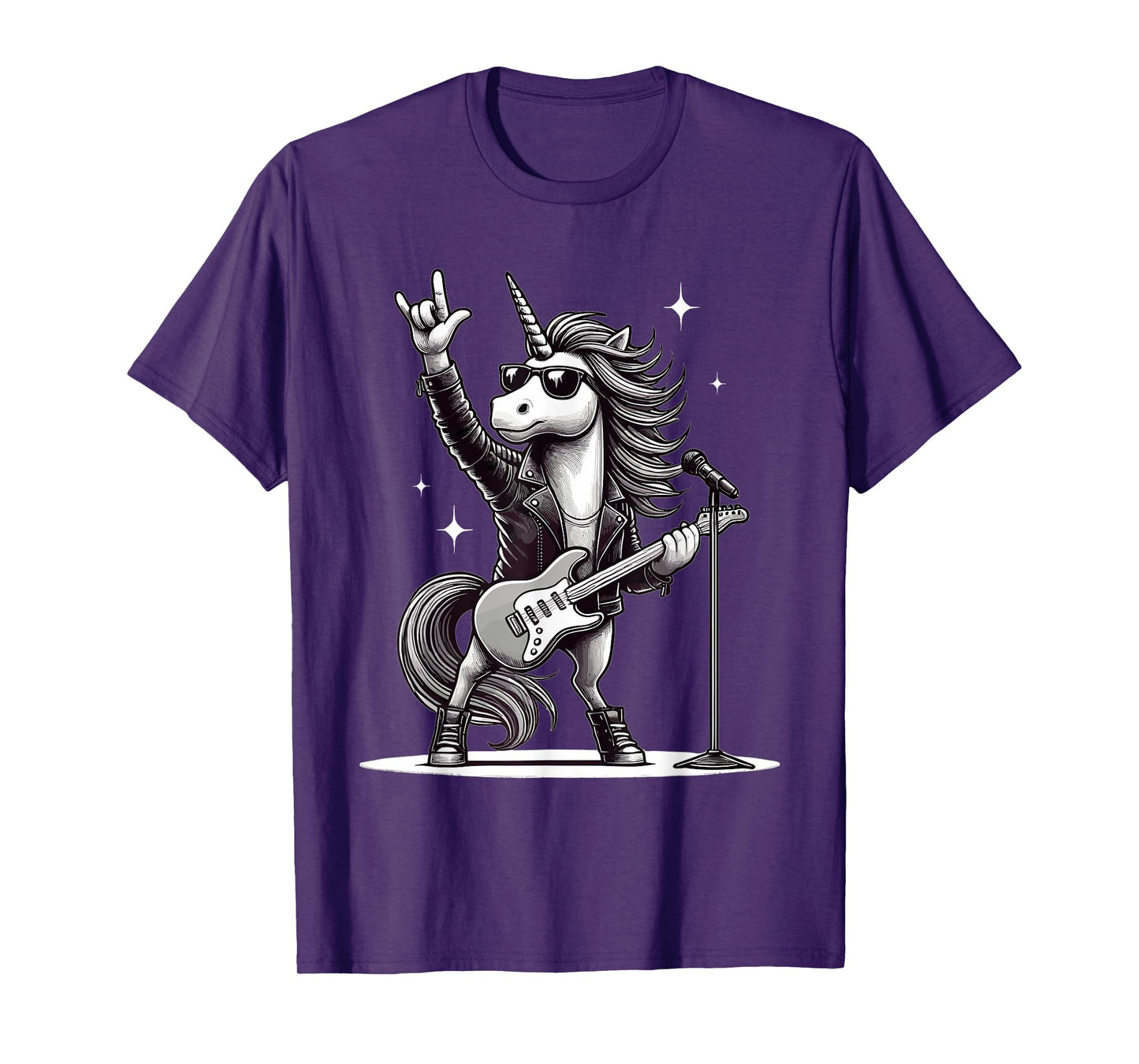 Rock Music & Heavy Metal, Rocker, Guitar, Unicorn, Rock Hand T-Shirt