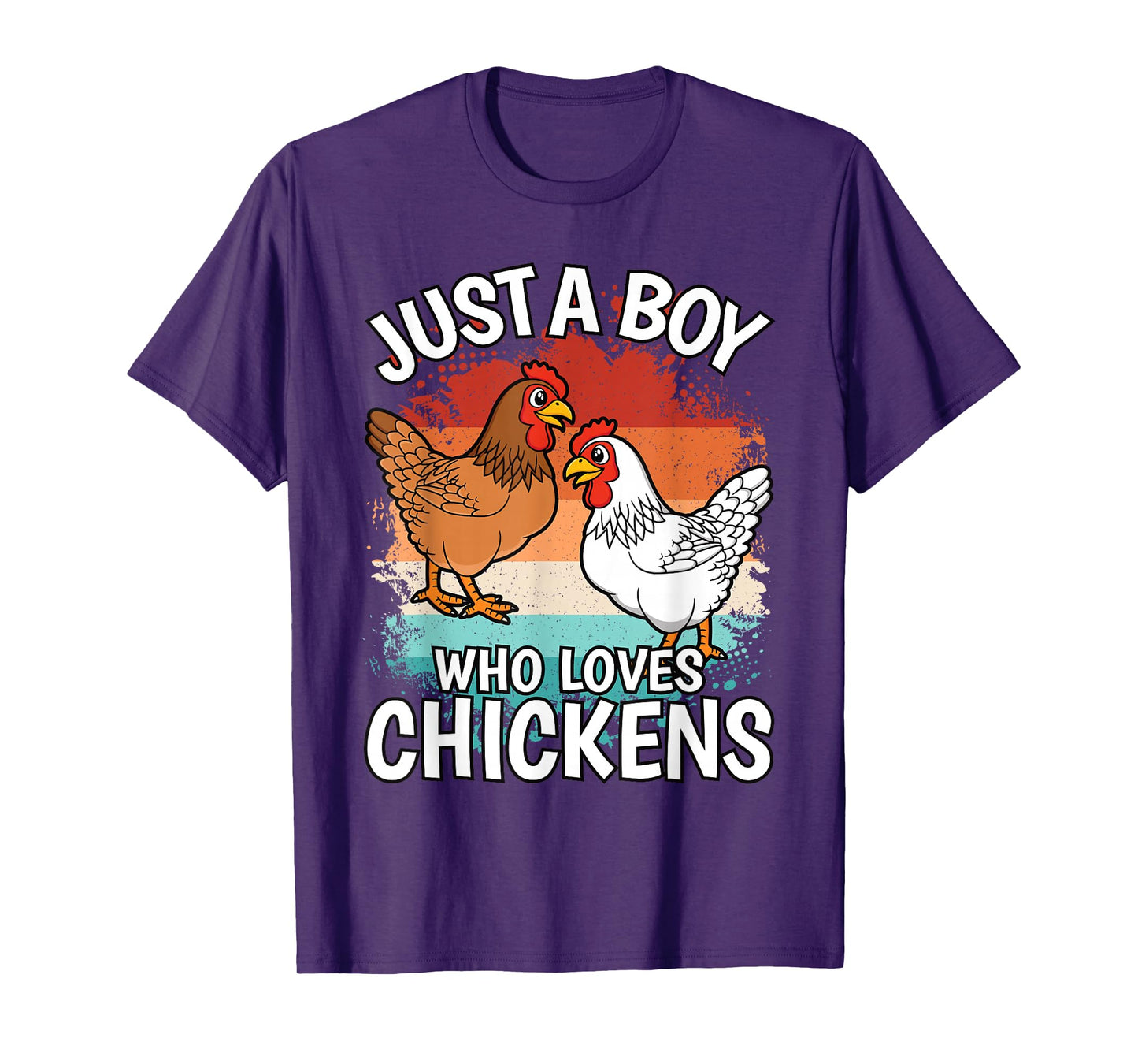Just A Boy Who Loves Chickens Retro Farmer Farming Boys Kids T-Shirt