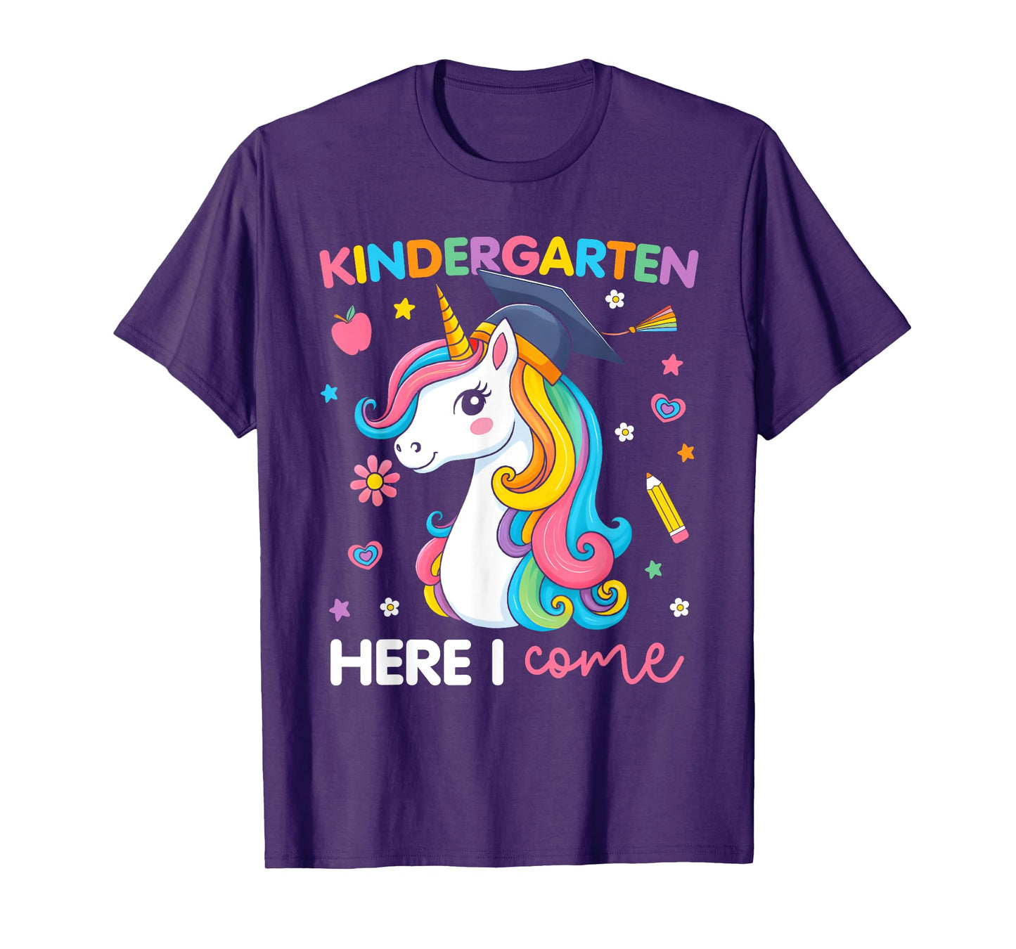 Kindergarten Here I Come Unicorn Girls Kids Back To School T-Shirt