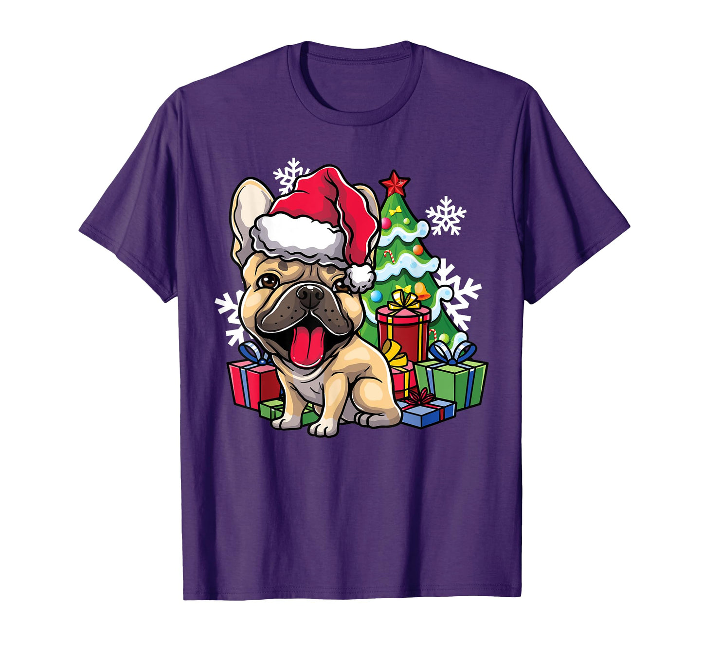 French Bulldog Christmas Santa Hat Xmas Dog Lover Gift T-Shirt for Men Women Kids