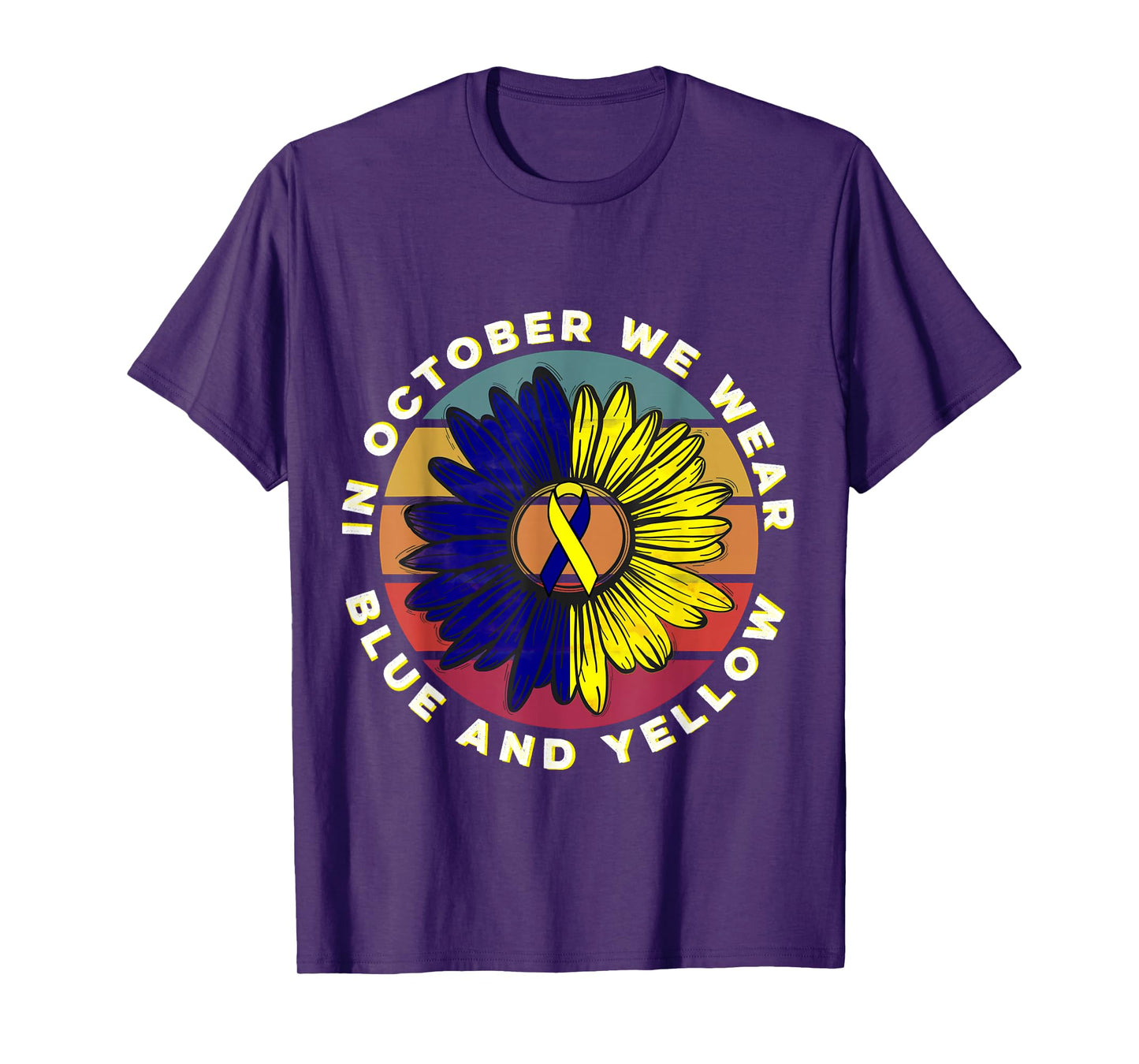 In October We Wear Blue And Yellow Down Syndrome Awareness T-Shirt
