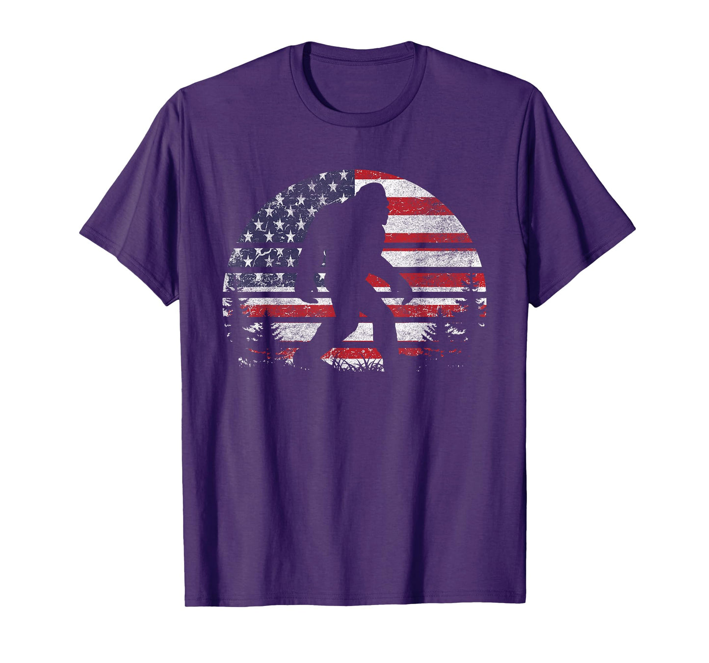 Bigfoot 4th of July American USA Flag Patriotic Sasquatch T-Shirt