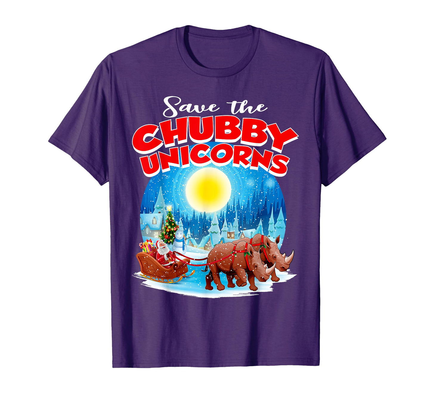 Chubbies Shirt Men Save The Chubby Unicorns Rhino Christmas T-Shirt