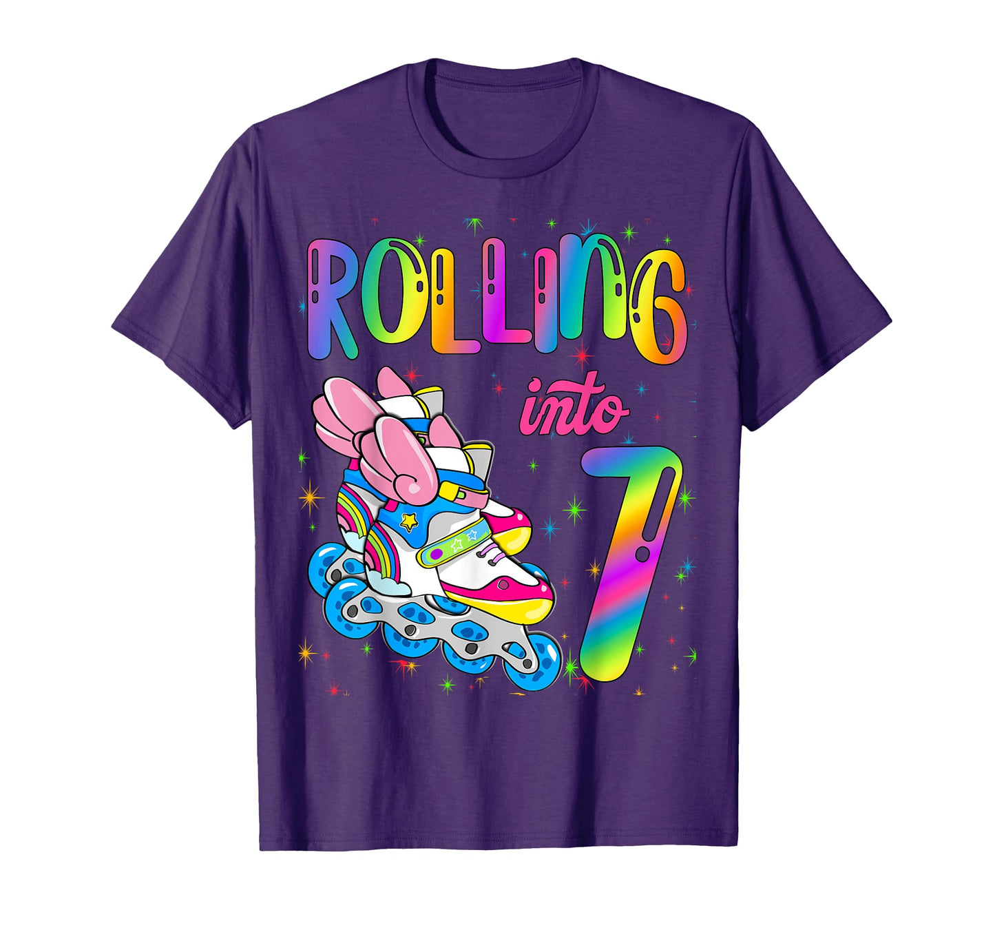 Rolling Into 7 years Let's Roll I'm Turning 7 Roller Skate T-Shirt