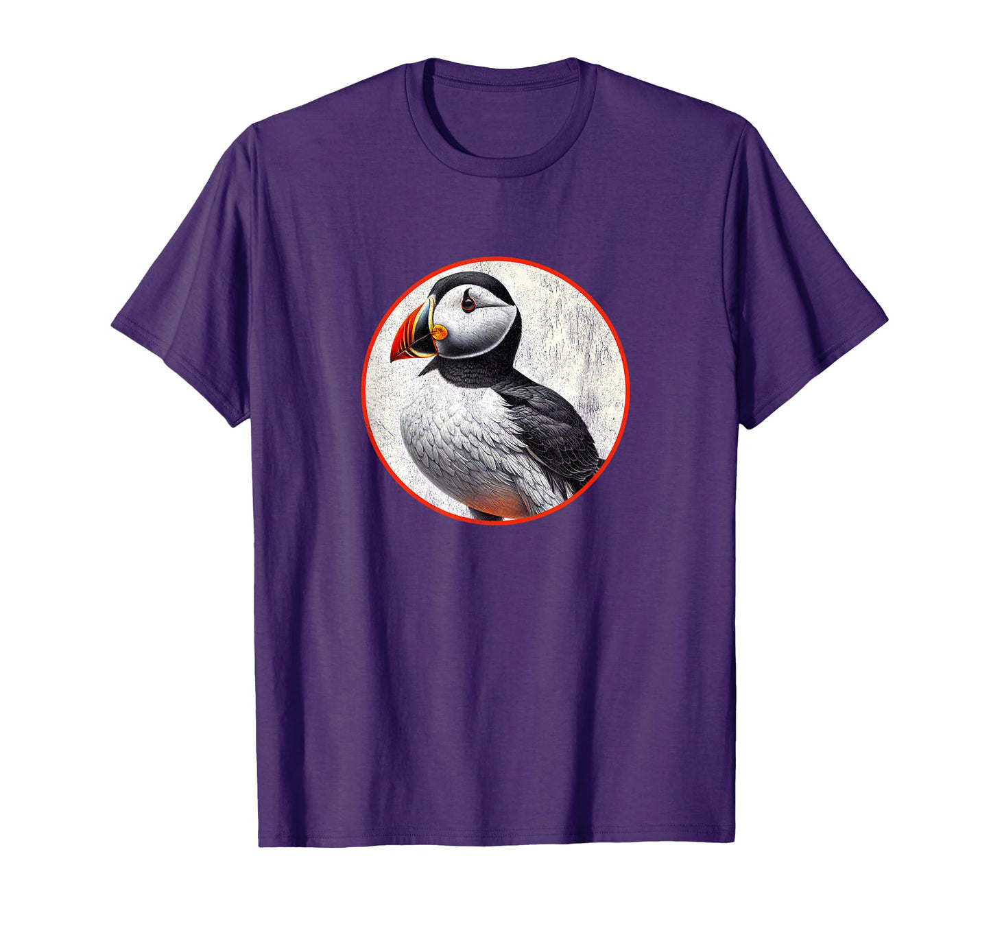 Colorful Retro Horned Puffin Bird Design T-Shirt