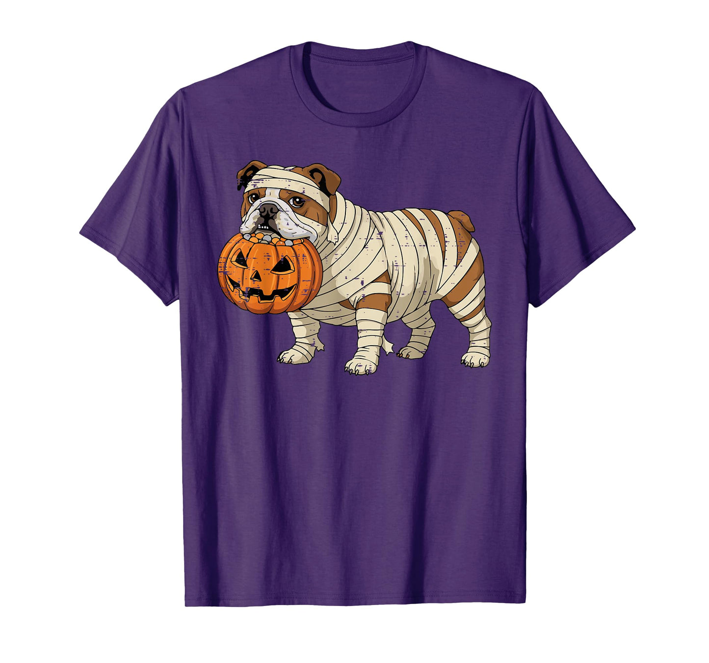 Halloween Dog English Bulldog Mummy Costume Men Women Kids T-Shirt