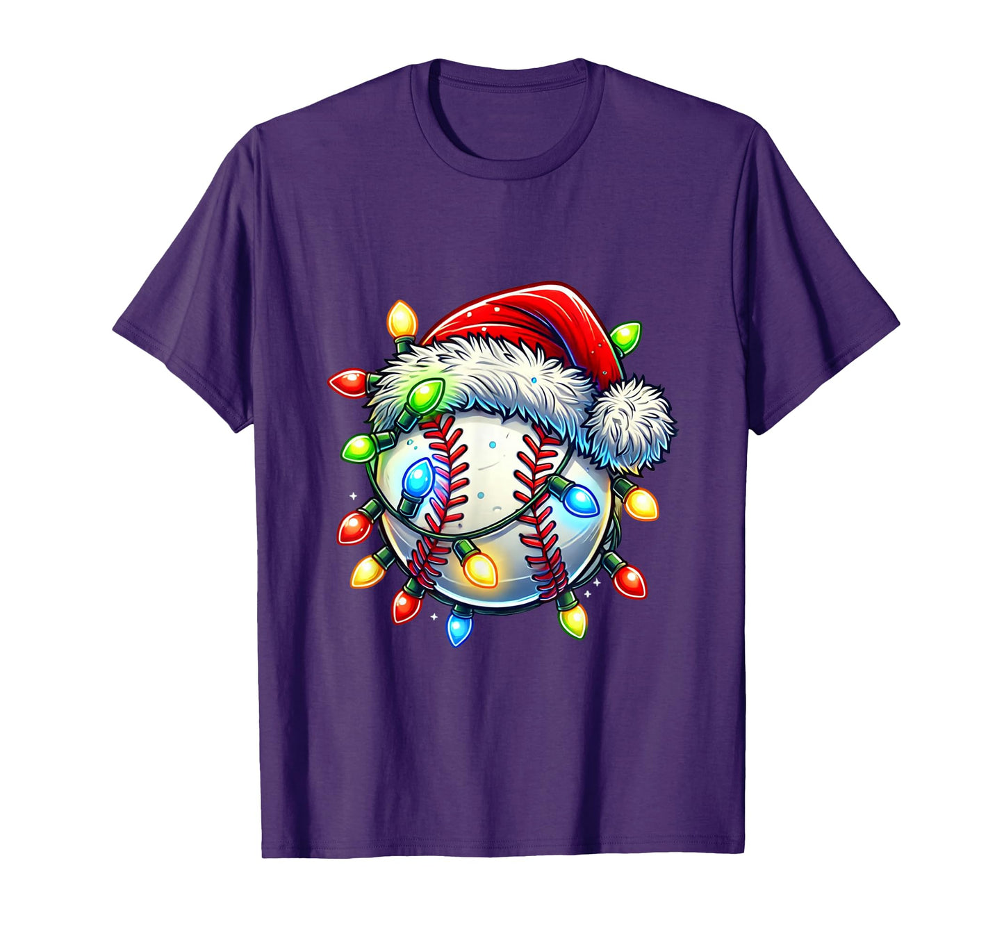 Festive Christmas Baseball Design Santa Hat Sports Pajamas T-Shirt