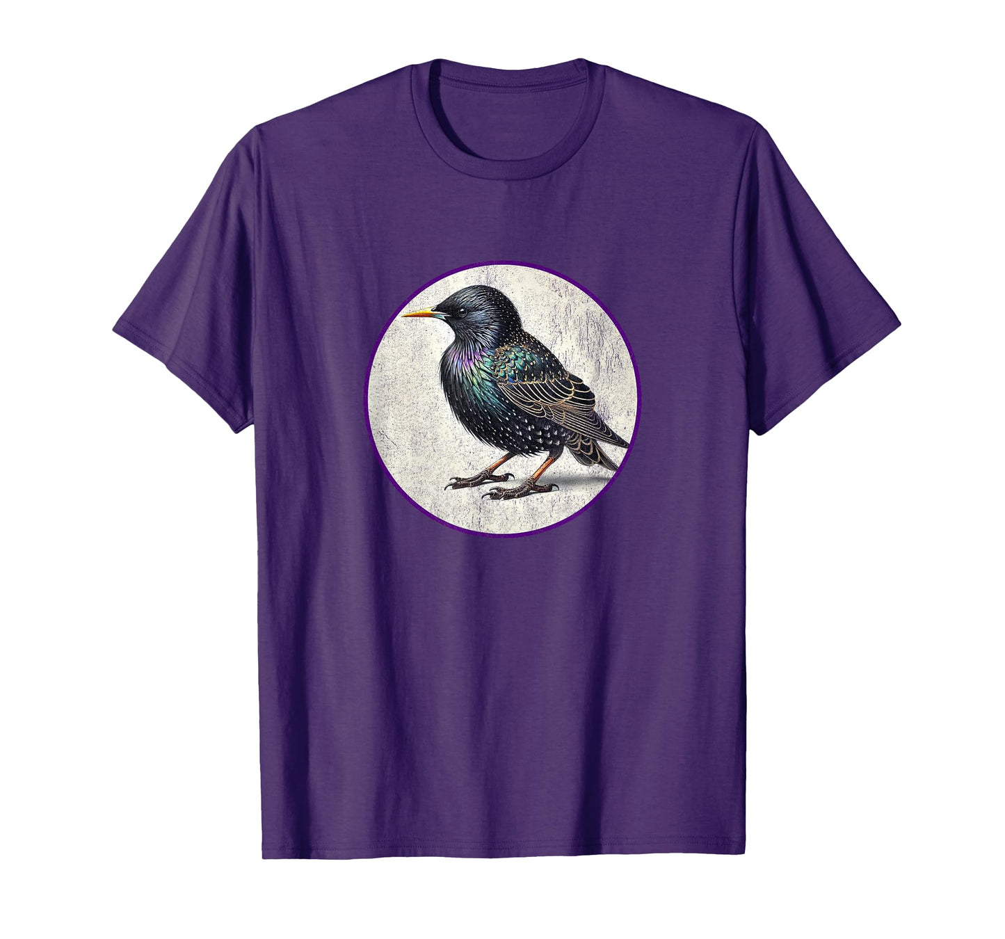 Colorful Retro European Starling Bird Design T-Shirt