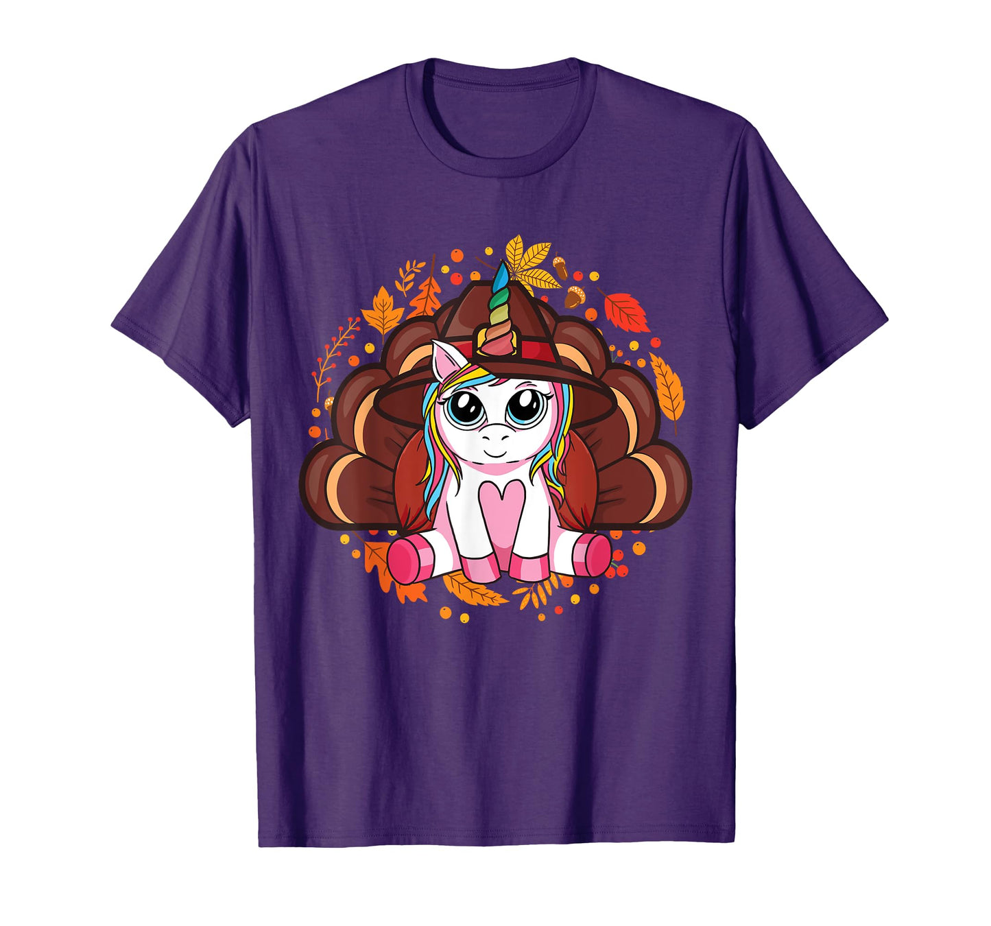 Cute Thanksgiving Girls Kids Toddler Turkey Unicorn T-Shirt