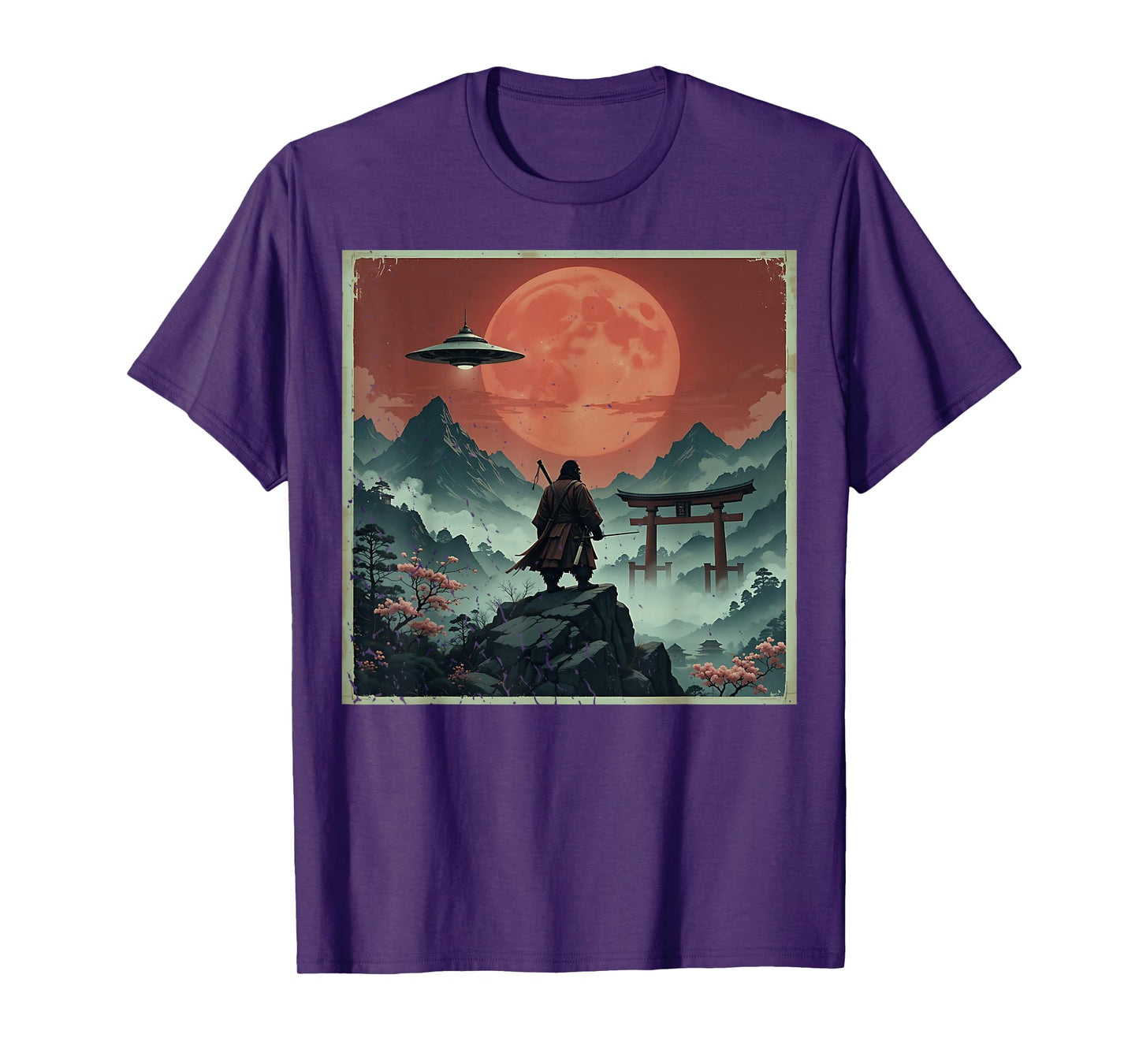 Samurai Bigfoot Japanese UFO Vintage Graphic Ukiyo-e Art T-Shirt