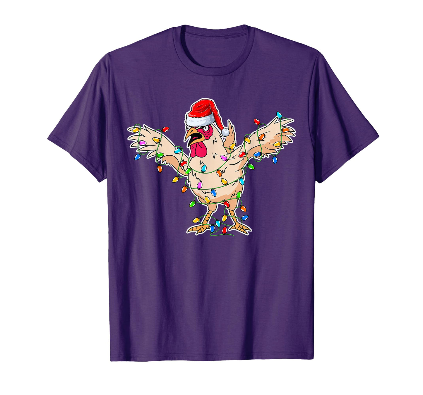 Rooster Wearing Santa Hat - Rooster Chicken Lover Christmas T-Shirt