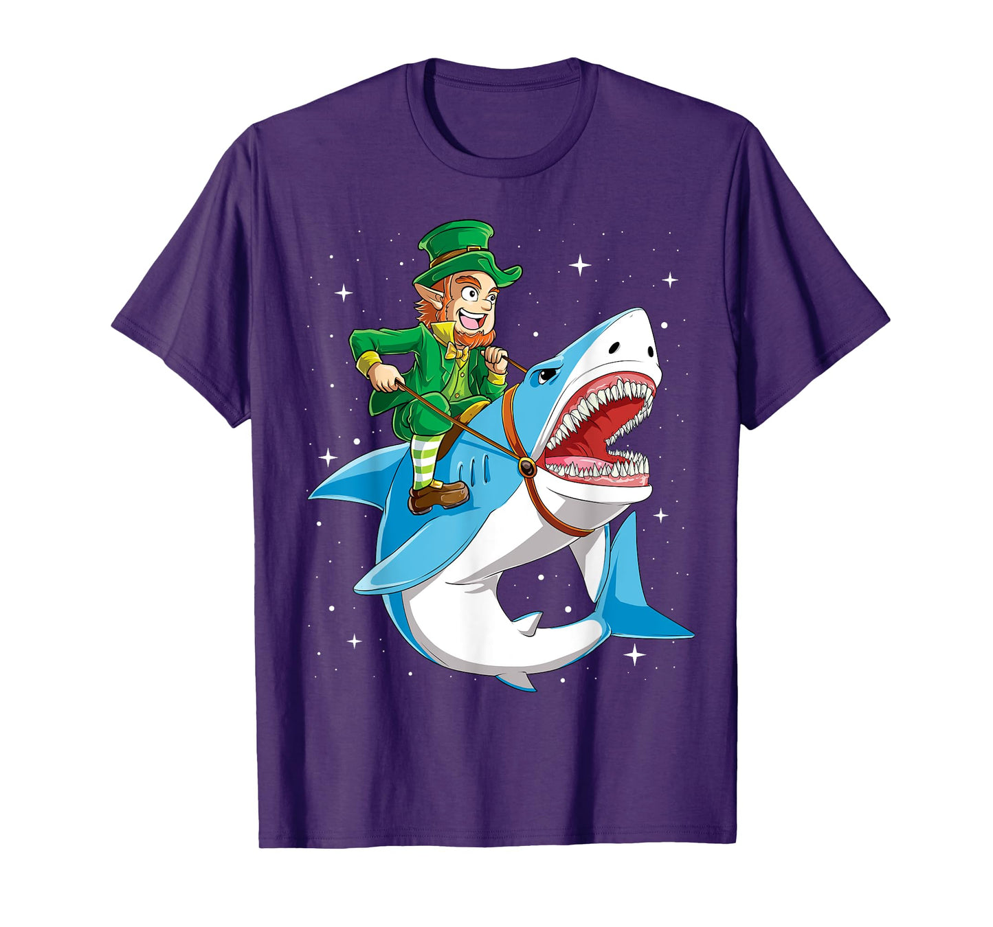 Leprechaun Riding Shark St Patricks Day Boys Girls Men Women T-Shirt