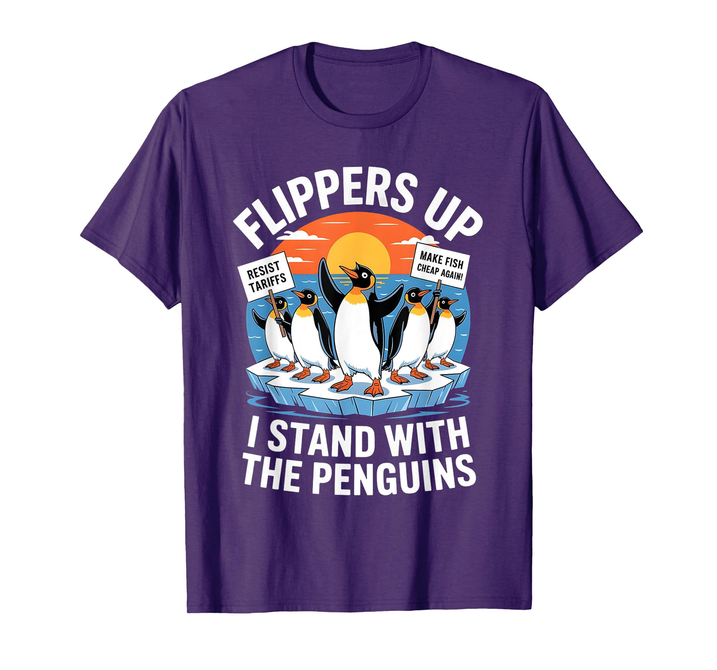 Funny Resist Penguins Protest Against Tariffs Vintage Gifts T-Shirt