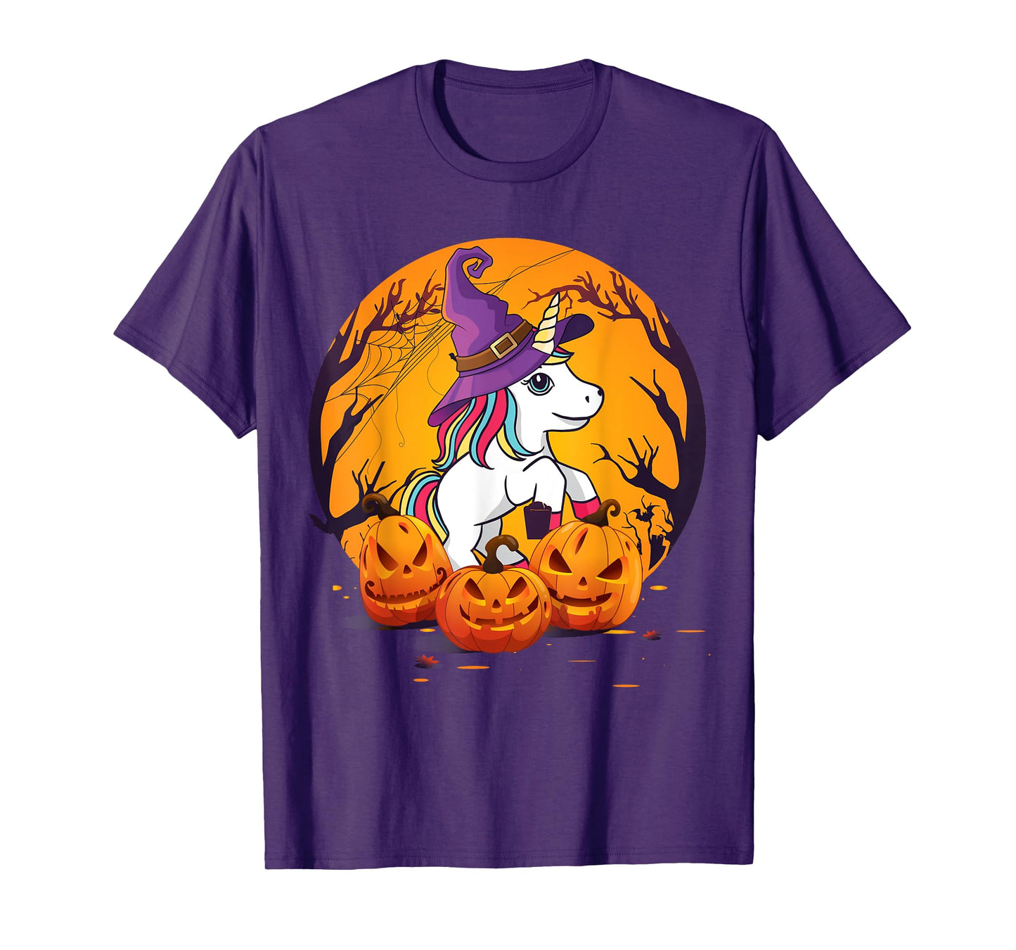 Fun Halloween Shirt Girls Kids Witchy Unicorn Halloween T-Shirt