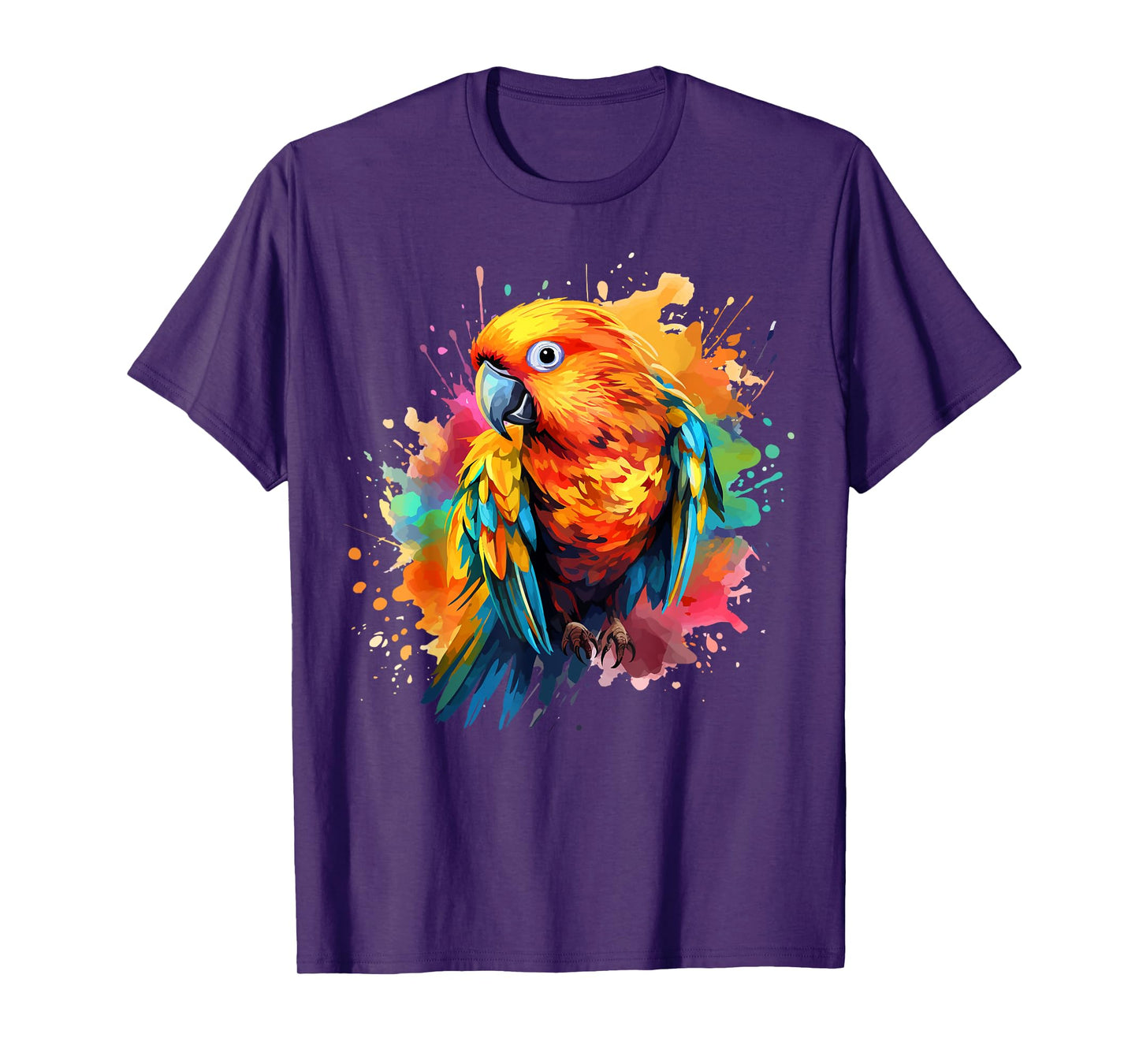 Splash Art Sun Conure Parrot Lover Colorful T-Shirt