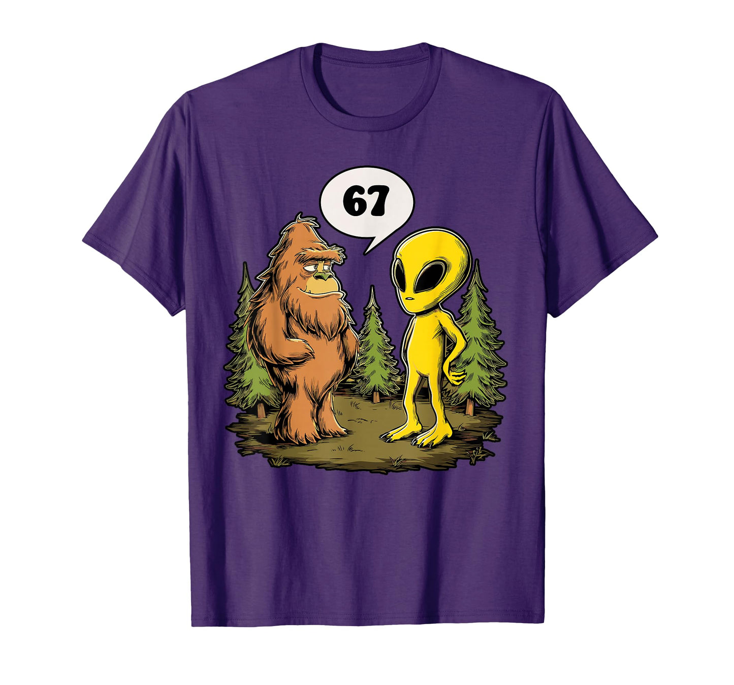 Funny 67 Meme Six Seven Bigfoot Alien T-Shirt
