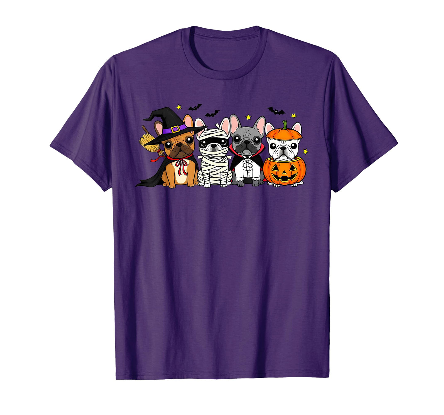 French Bulldog Ghost Witch Pumpkins Halloween Dog Costume T-Shirt