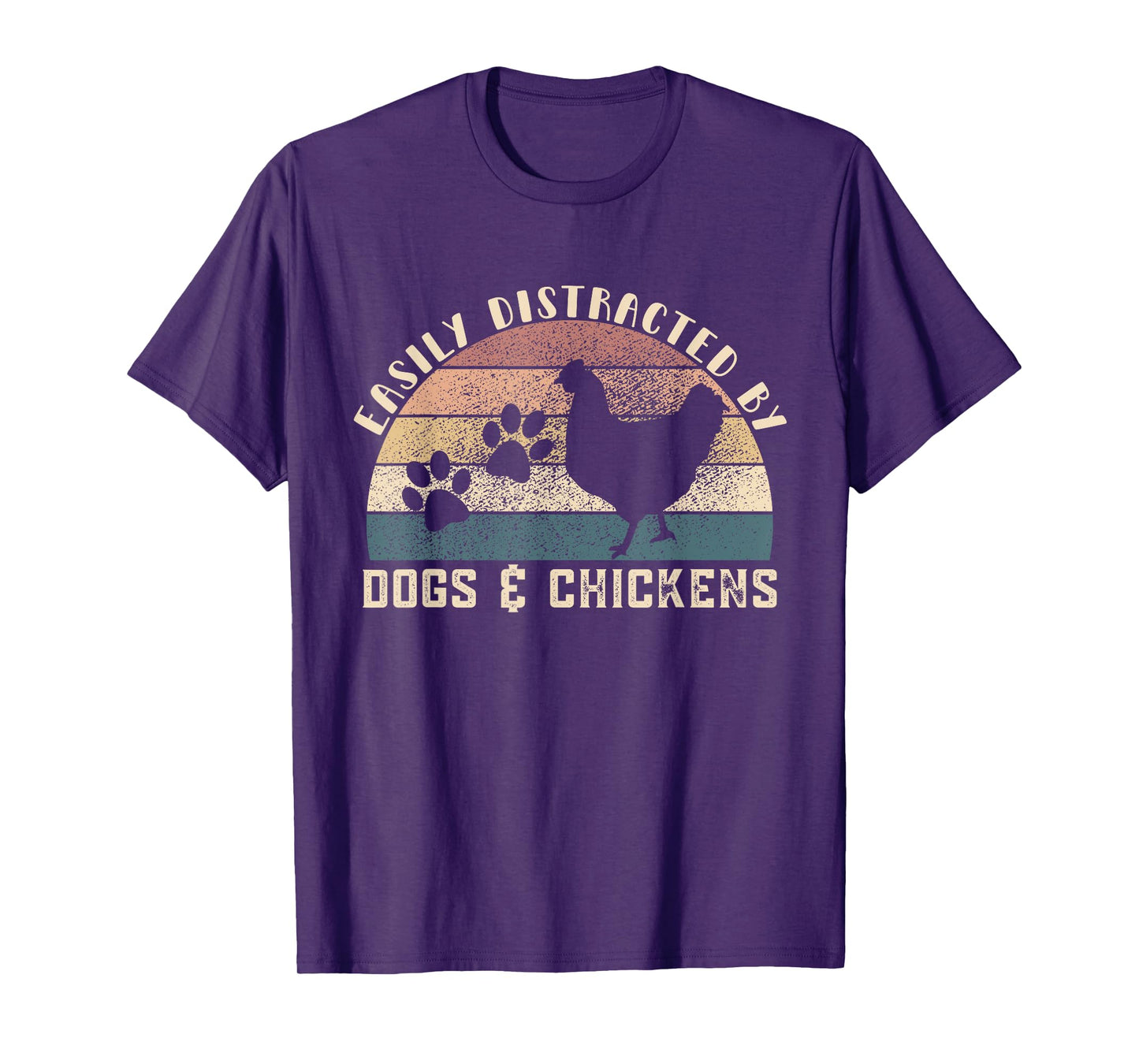 Easily Distracted By Dogs Chickens Retro Funny Chicken Dog T-Shirt