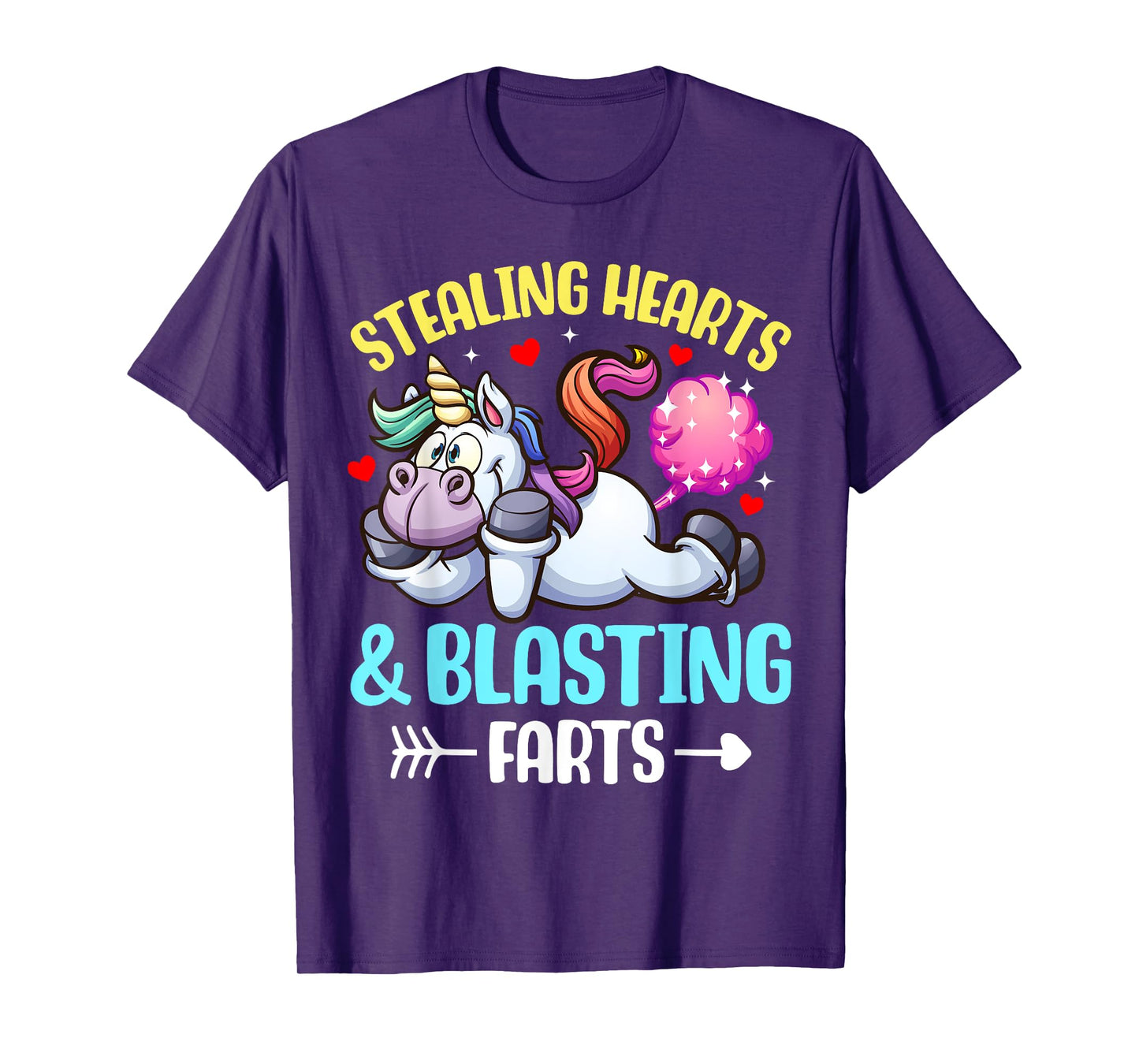 Stealing Hearts And Blasting Farts Fantasy Unicorn Gag T-Shirt