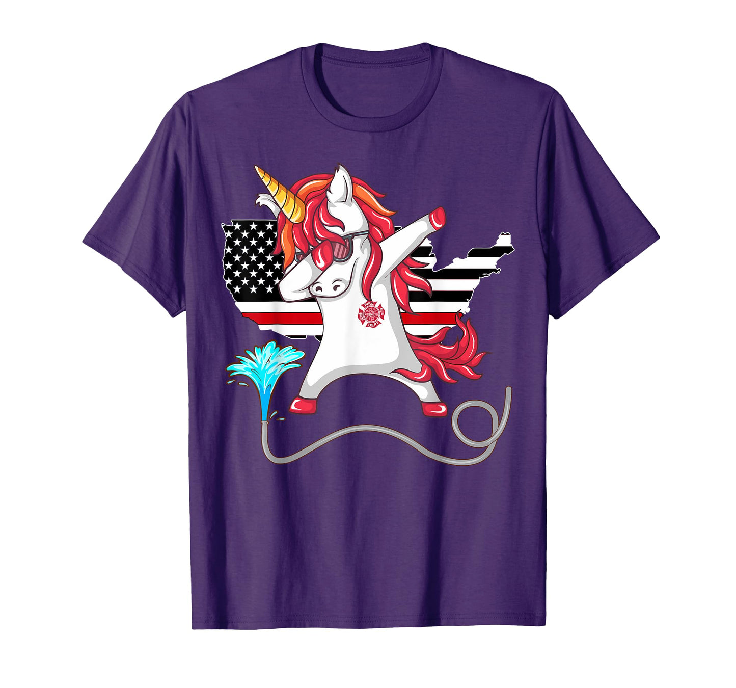Unicorn Firefighter Fireman Thin Red Line Gift For Men Women T-Shirt