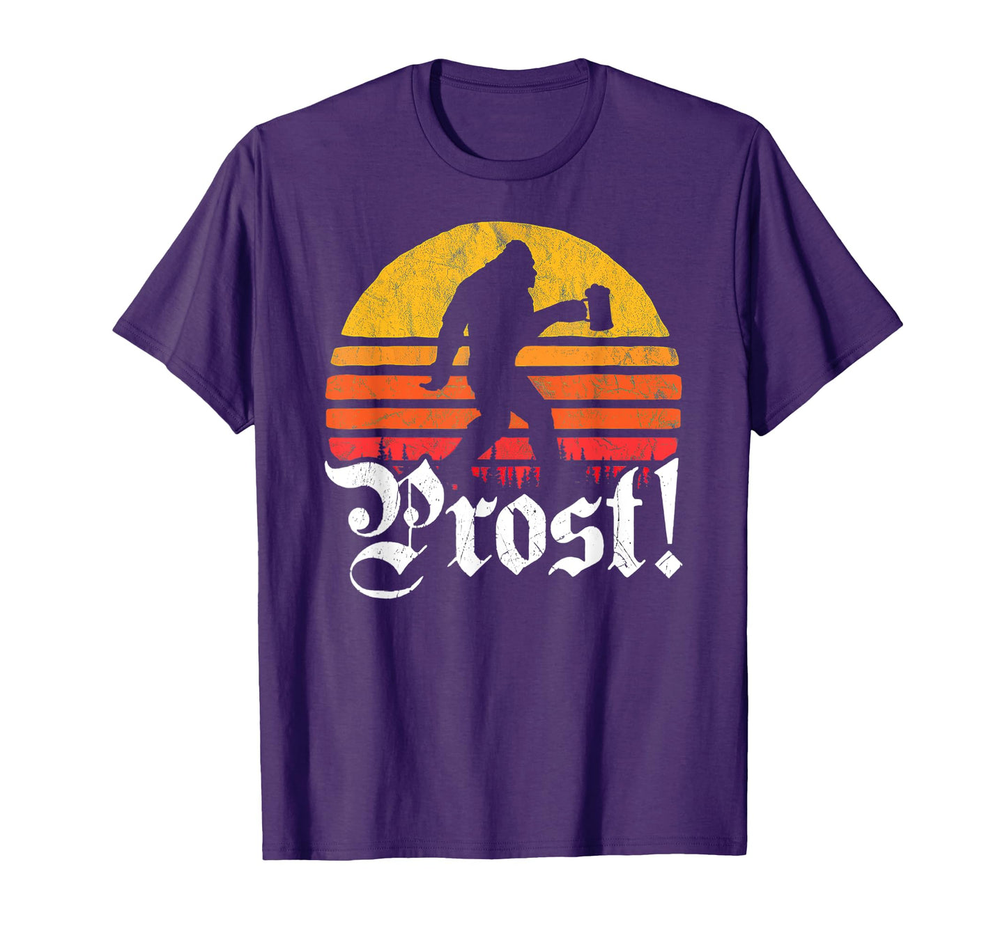 Vintage Prost Bigfoot Love Drinking Beer German Oktoberfest T-Shirt