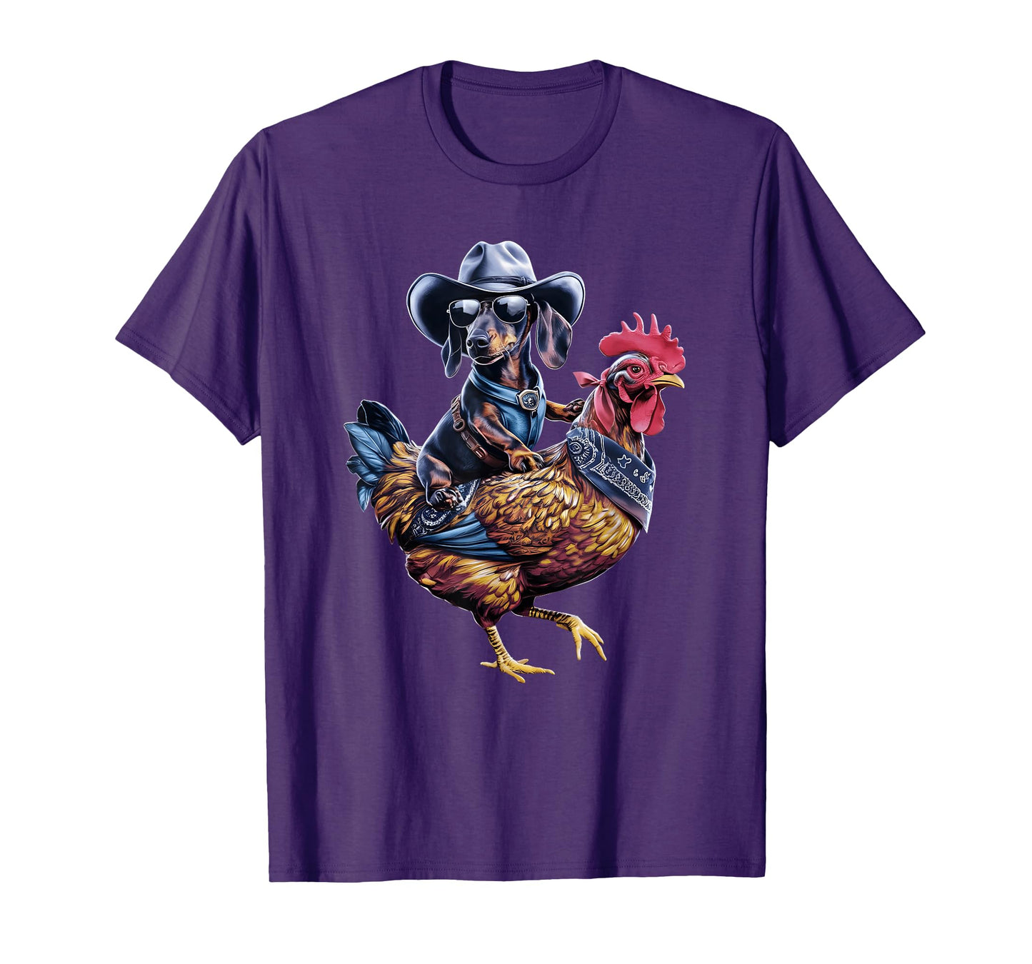 Dachshund Wiener cowboy riding a Chicken for dog lovers T-Shirt