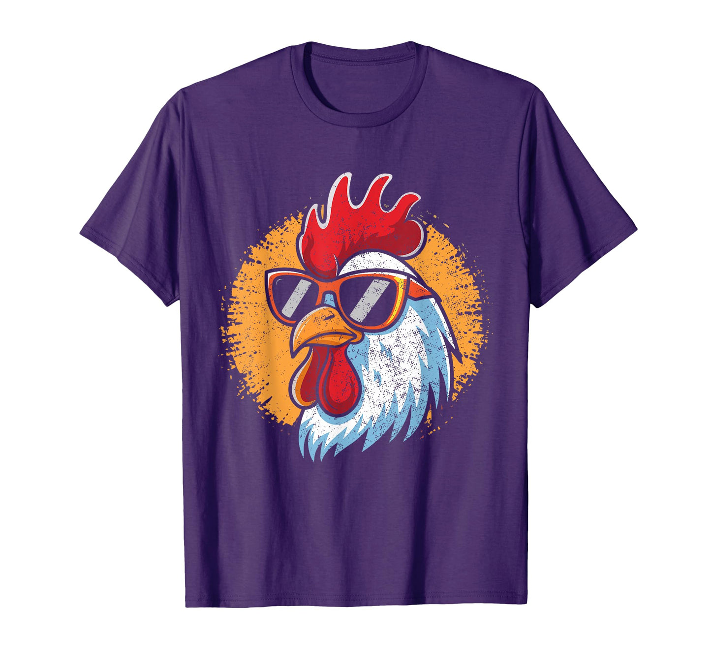 Vintage Rooster Chicken With Sunglasses Funny Farmer Men T-Shirt