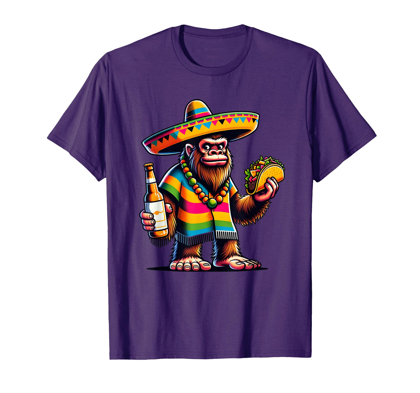 Funny Bigfoot With Taco & Beer sasquatch cinco de mayo T-Shirt