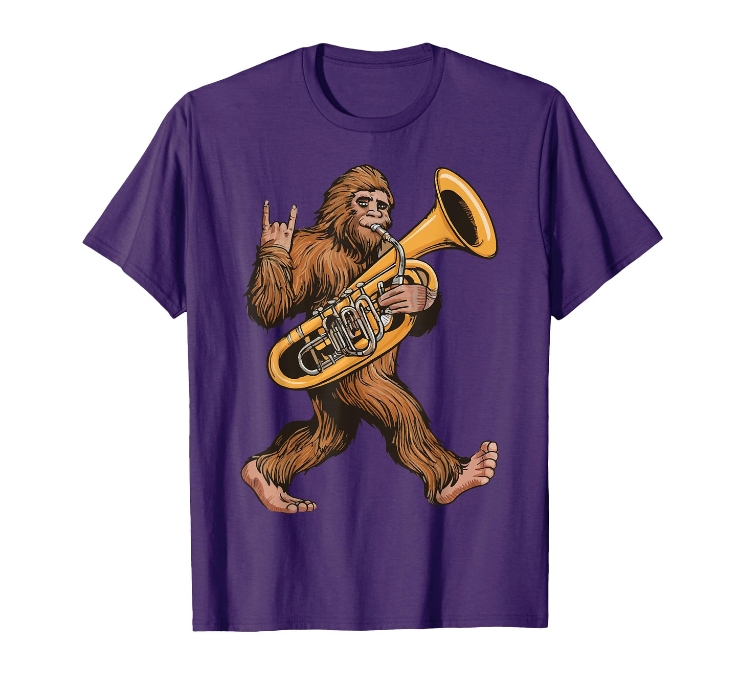 Bigfoot Playing Sousaphone Tuba Brass Musical Instrument T-Shirt