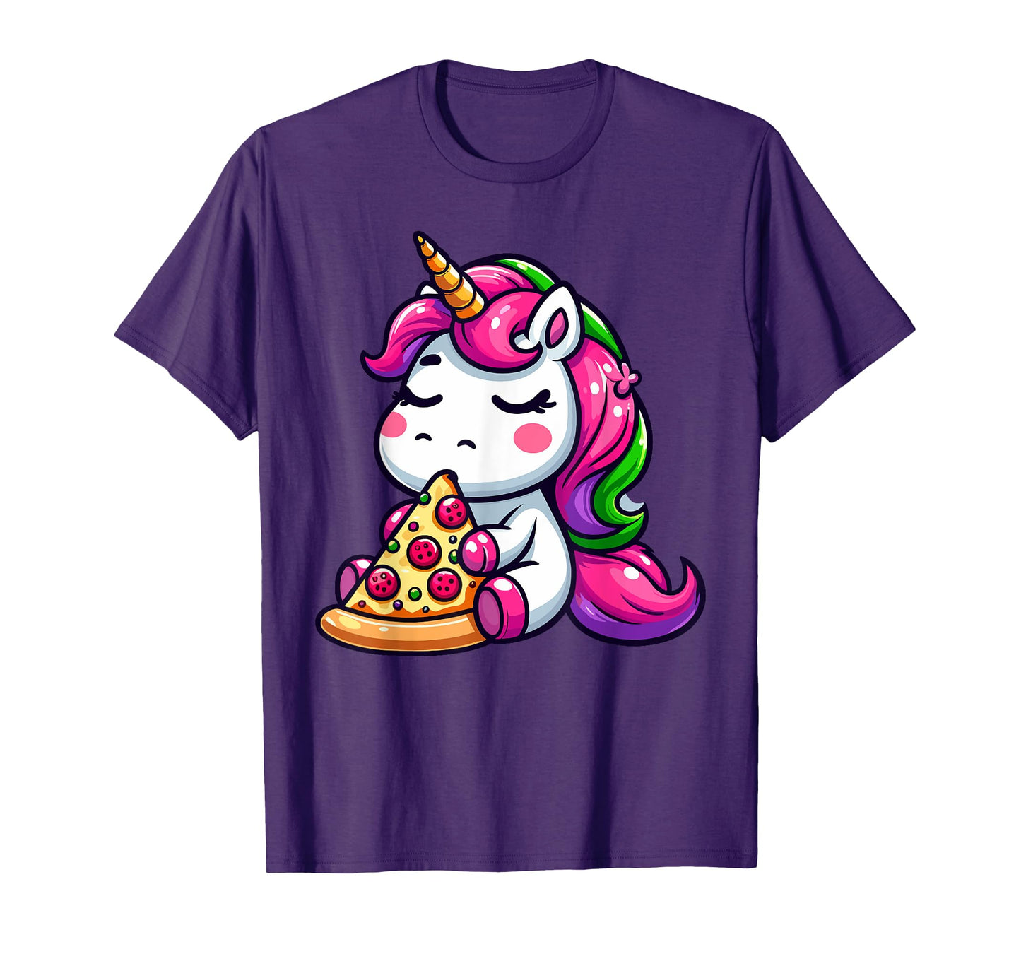 Unicorn Animal Eating Pizza Margherita Meal Foodies T-Shirt