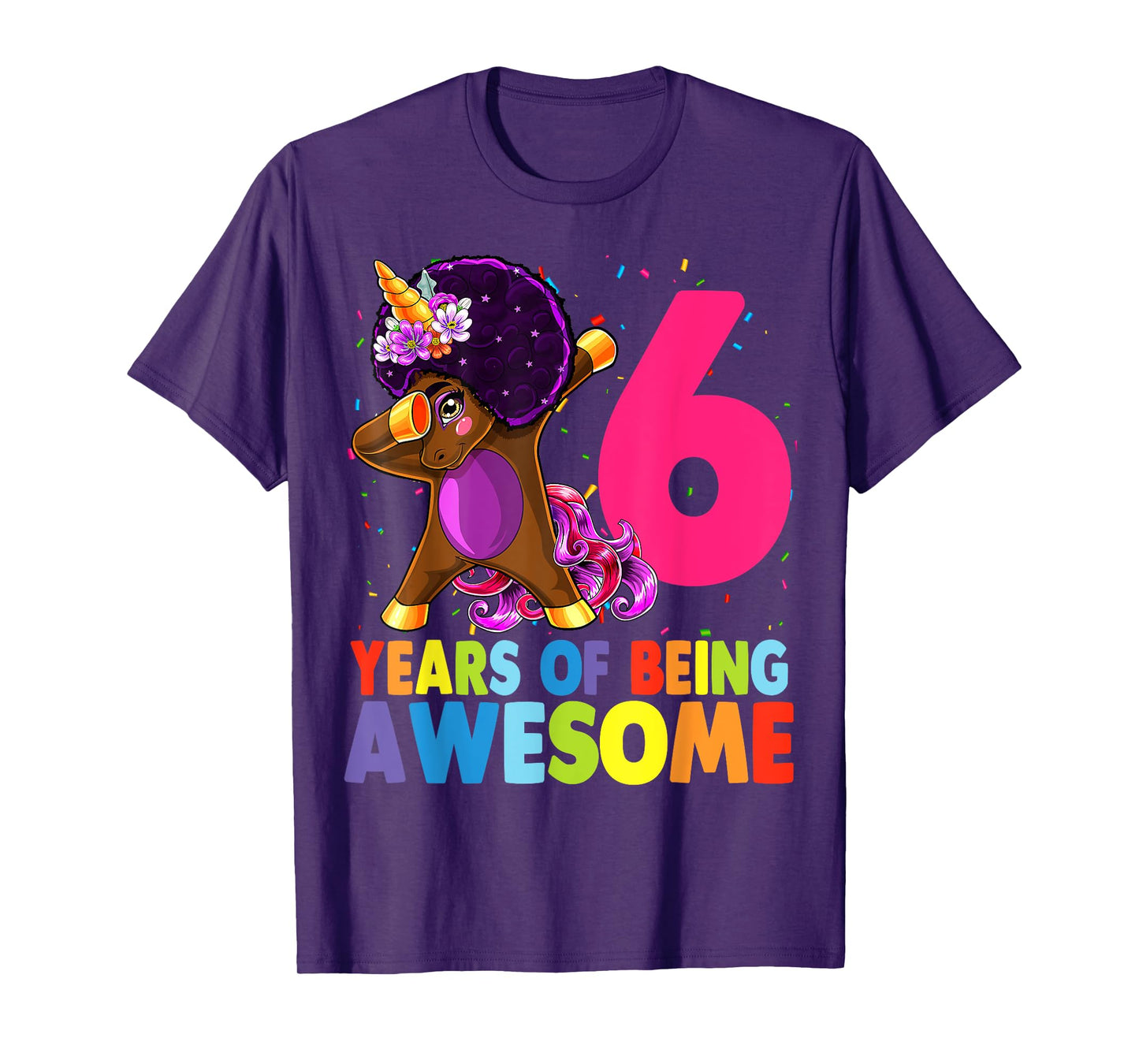 6th Birthday Dabbing Unicorn Afro Party Gift 6 Years Old T-Shirt