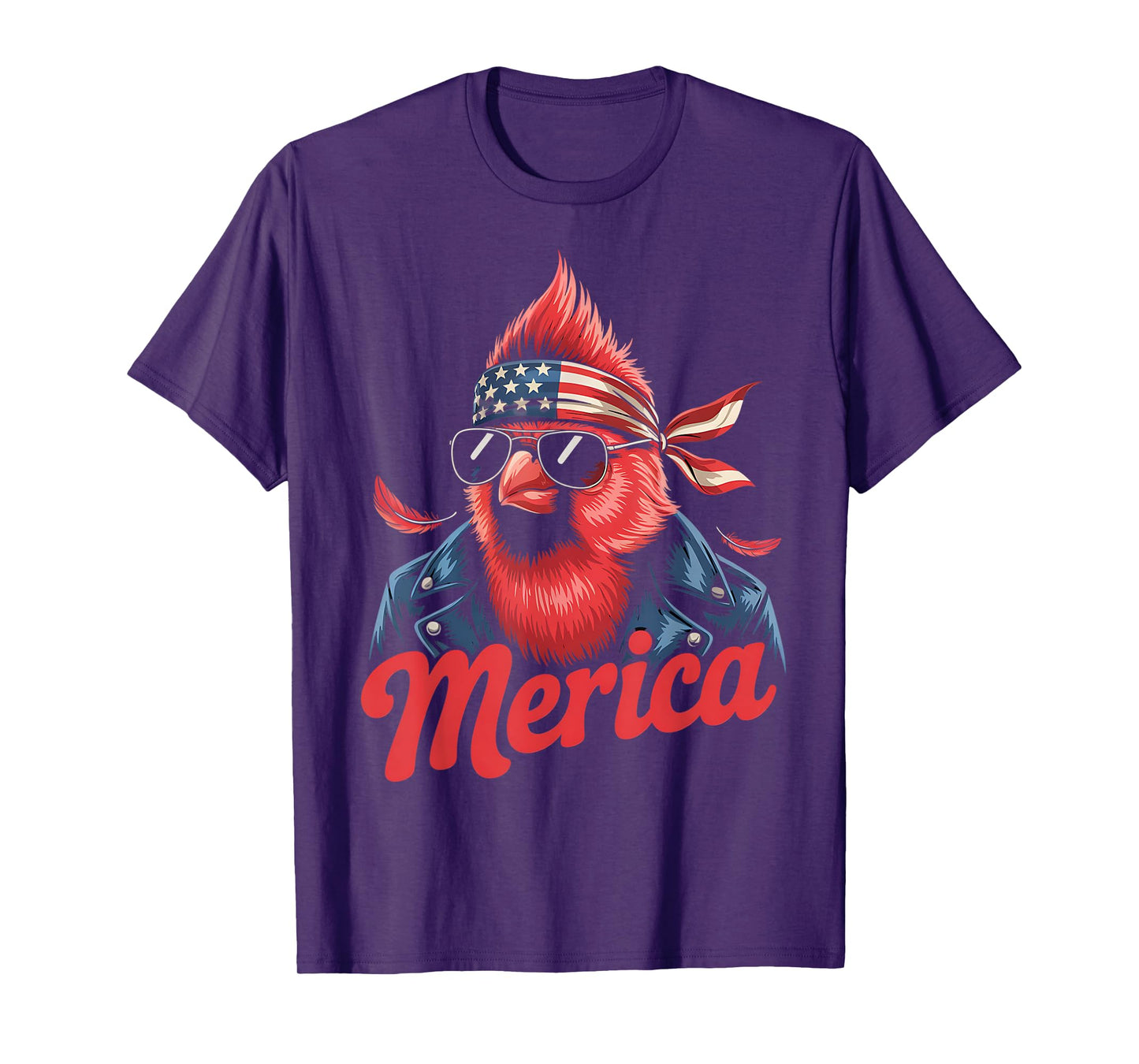 Northern cardinal Bird Lover Sunglasses USA Flag 4th of July T-Shirt