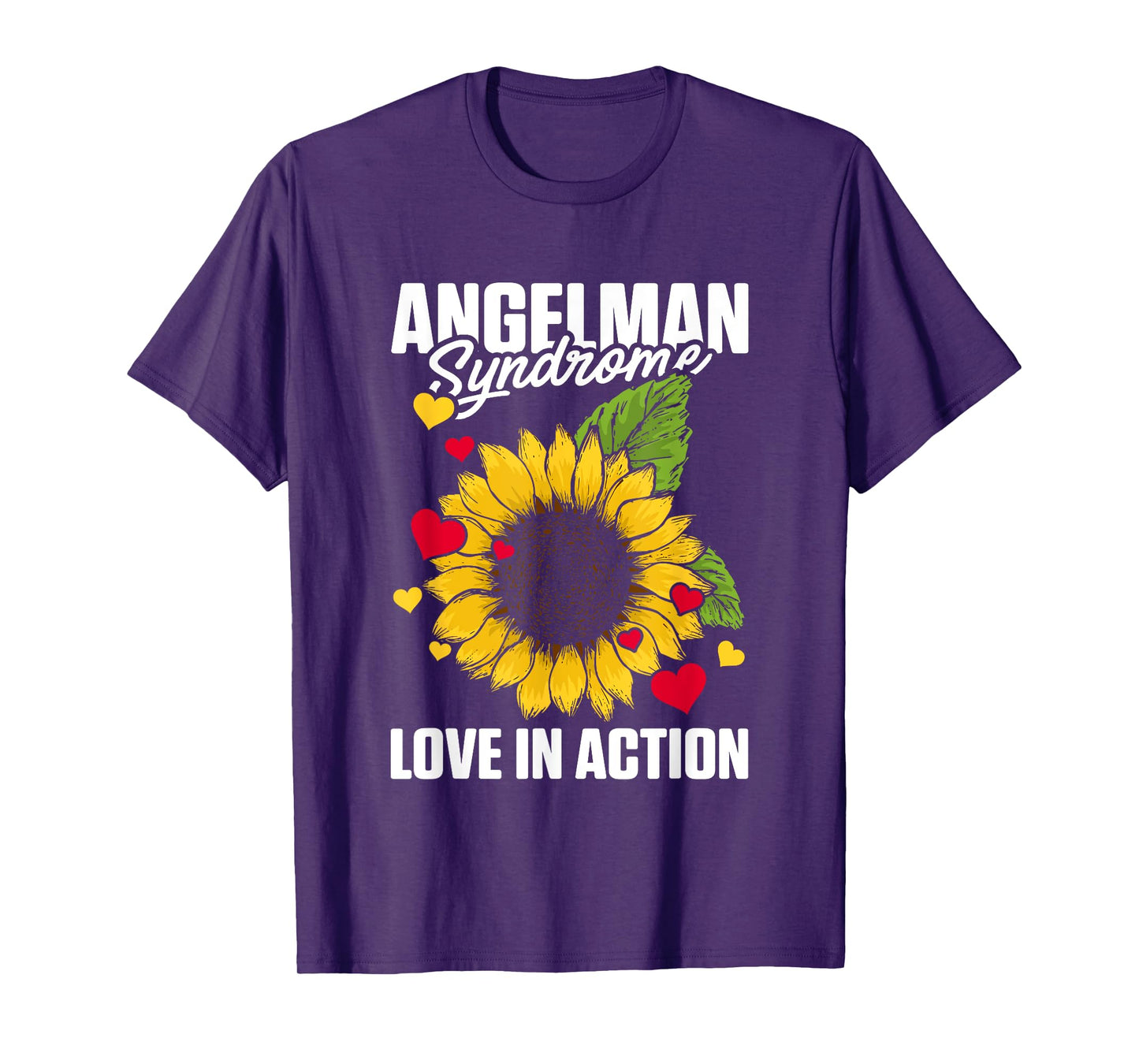 Love In Action Heart Sunflower Graphic Angelman Syndrome T-Shirt