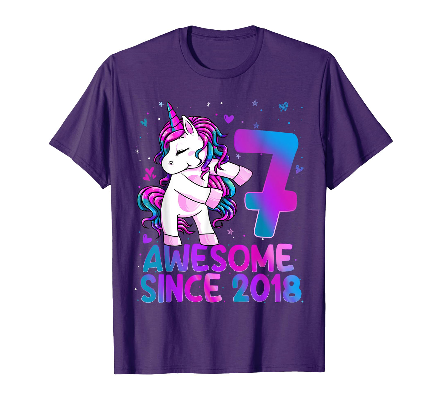 Flossing Unicorn 7 Year Old 7th Birthday Girl Unicorn Party T-Shirt