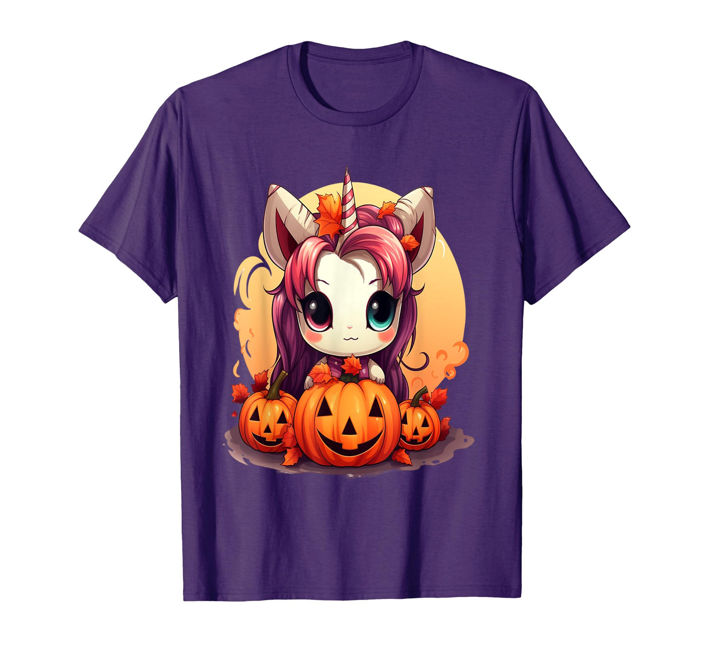 Autumn Halloween costume kawaii pumpkin unicorn magic T-Shirt