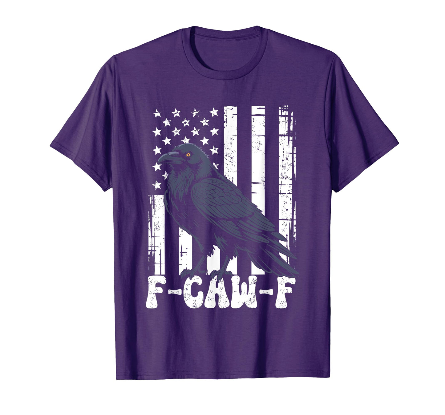 f caw f Black Crow Black Bird Retro USA Flag Vintage F-Caw-F T-Shirt