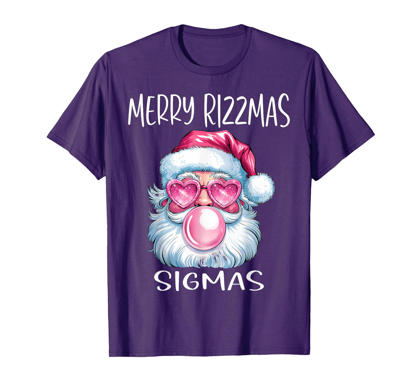 Merry RizzMas Sigmas Xmas With Santa Glasses & Gum For Women T-Shirt