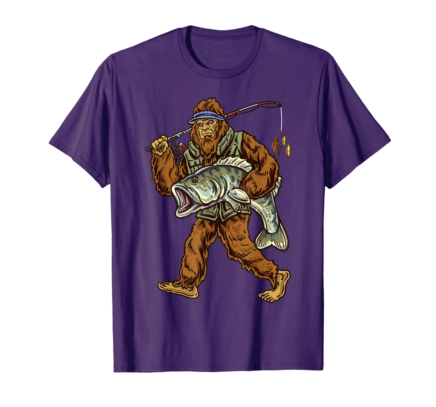 Largemouth Bass Fishing Bigfoot Fisherman T-Shirt