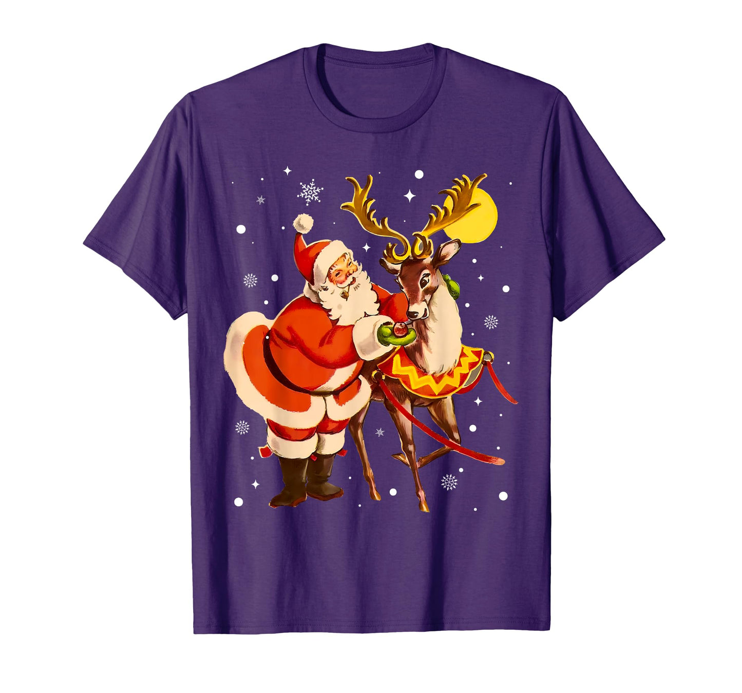 Santa Reindeer Retro 1950s Vintage Christmas Women Men Kids T-Shirt