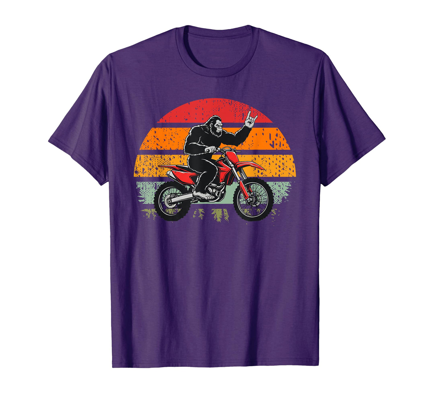 Funny Bigfoot Riding Dirt Bike Sasquatch Motocross Vintage T-Shirt