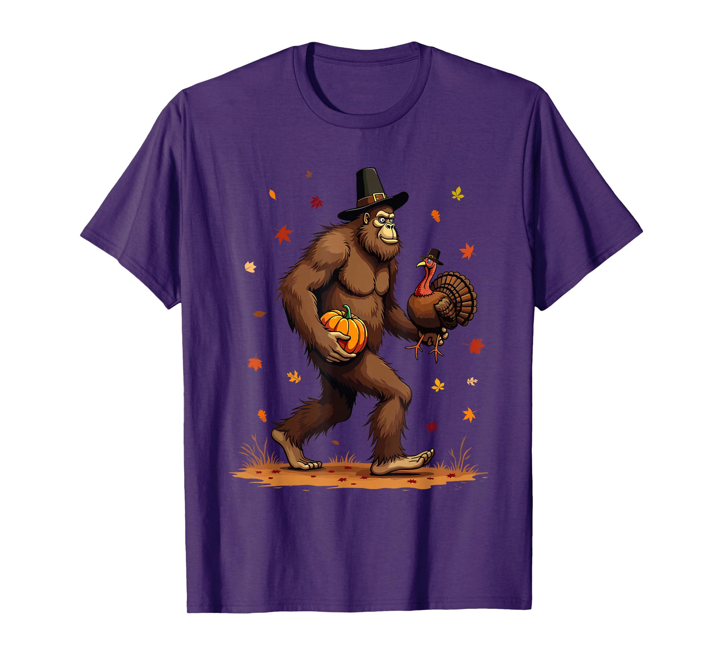 Bigfoot Turkey Thanksgiving Toddler Boys Kids Men Sasquatch T-Shirt