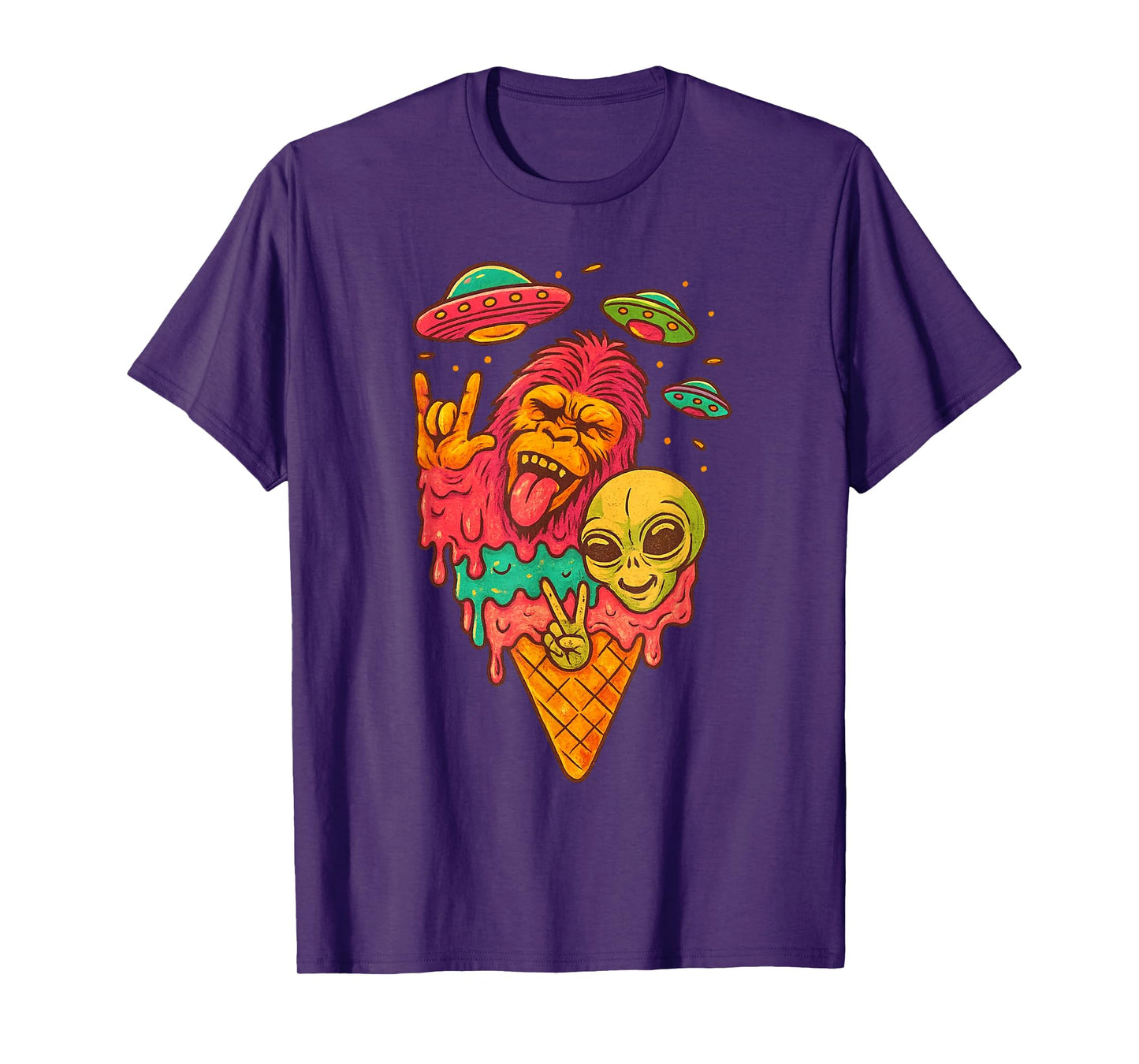 Ice Cream Funny Bigfoot Alien Sasquatch Cryptid T-Shirt