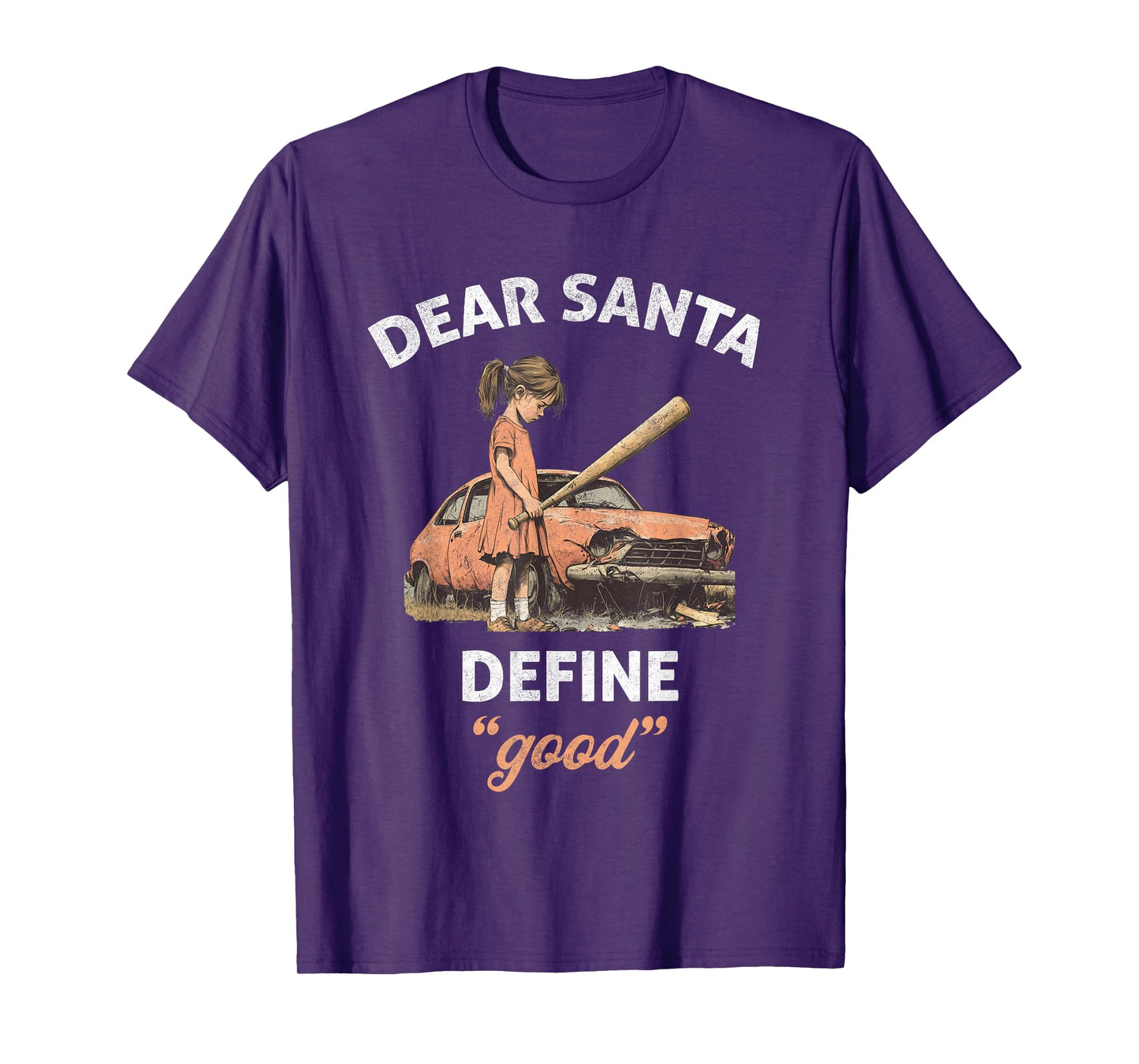 Retro Dear Santa Define Good Funny Christmas Sarcastic Women T-Shirt