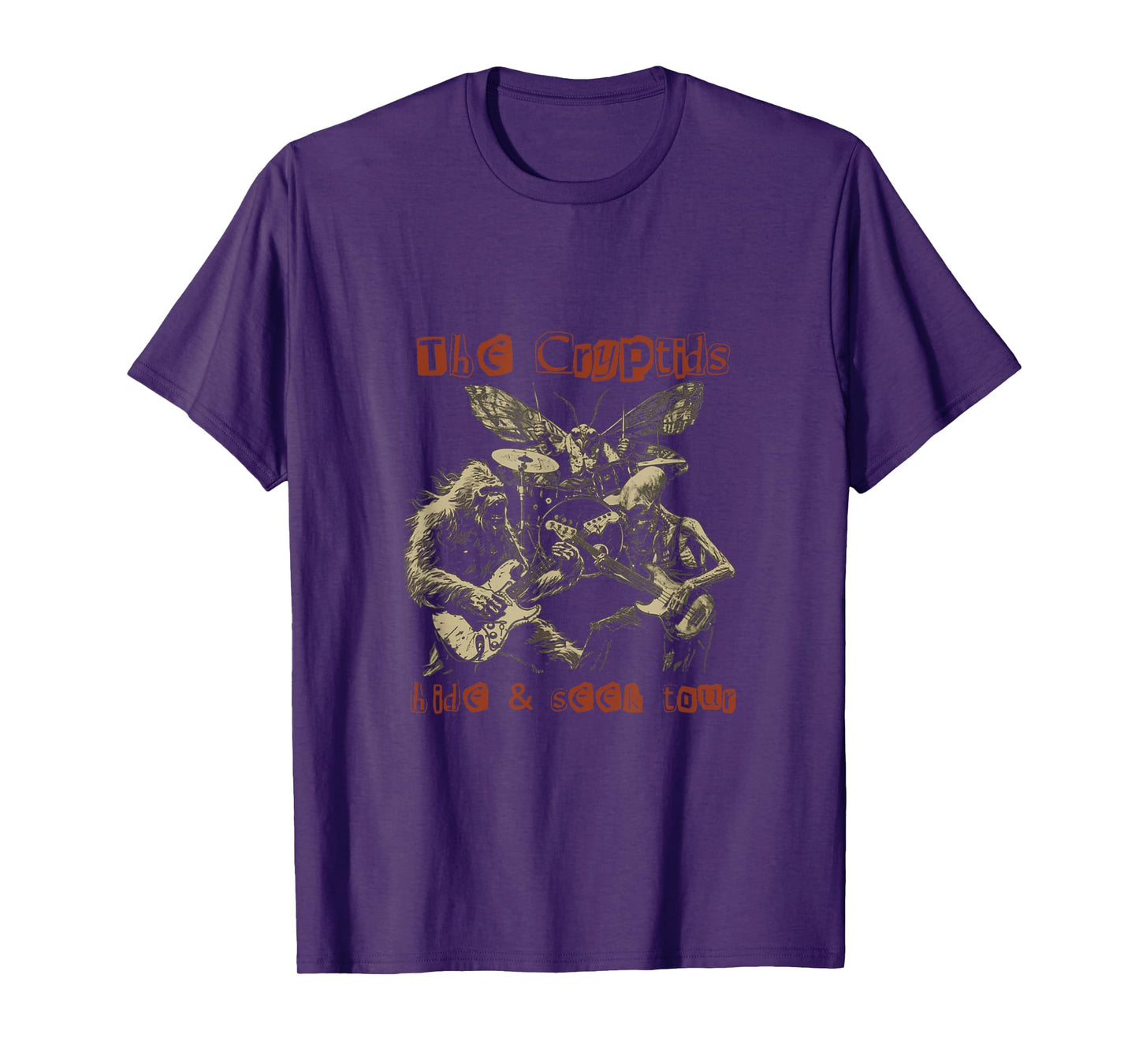 The Cryptids Hide & Seek Tour CryptidBigfoot Mothman UFO T-Shirt