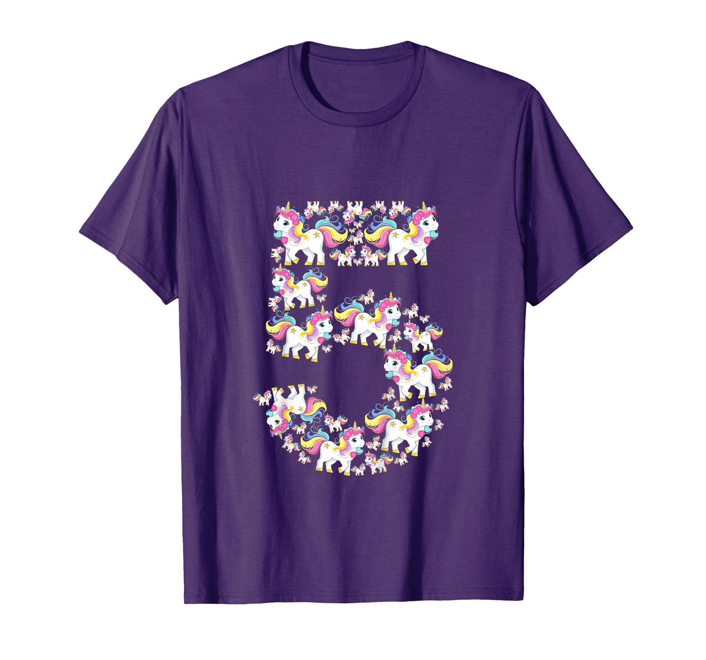 Unicorn 5th Birthday Kids Girls 5 Years Old Fifth Five T-Shirt