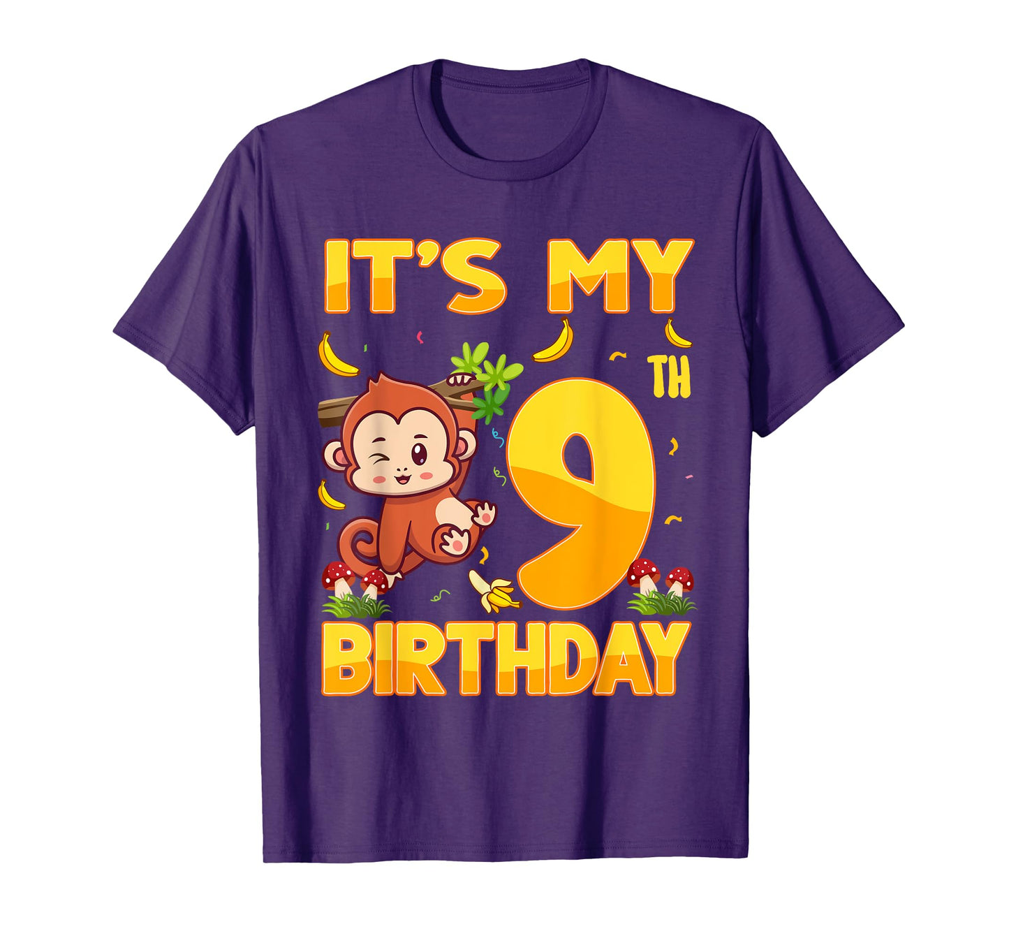 It's My 9th Birthday Monkey 9 Year Old Bday Party Kid Boy Gi T-Shirt