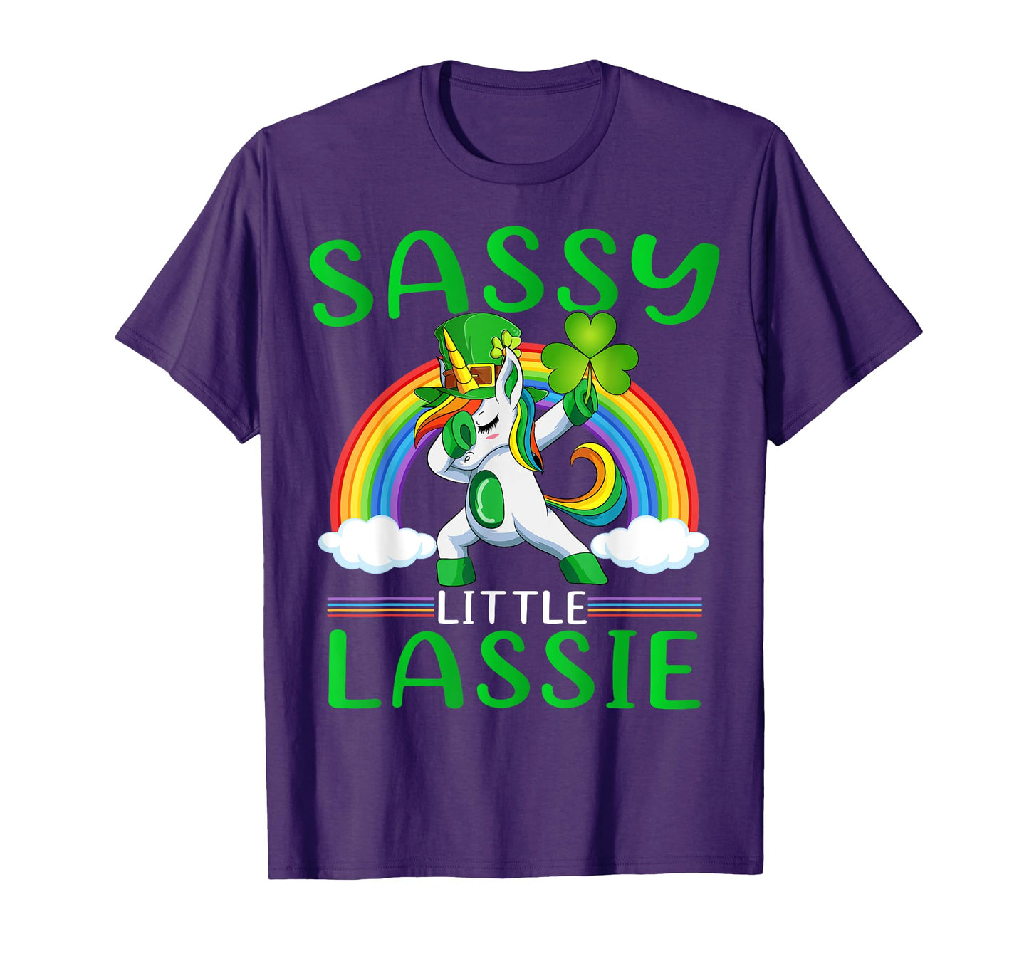 Sassy Little Lassie Rainbow Dabbing Unicorn St Patrick's Day T-Shirt