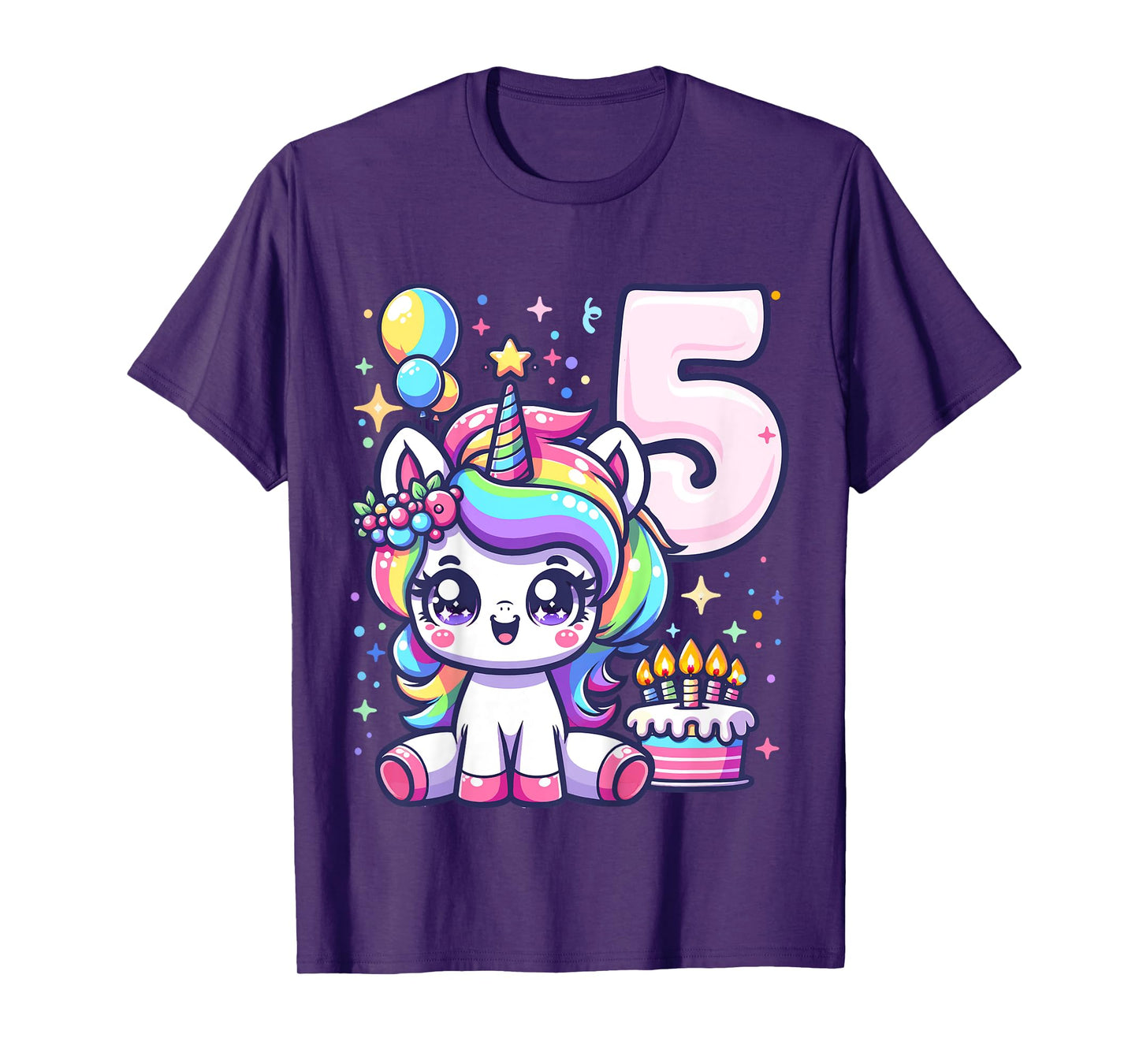 Kids Unicorn 5th Birthday 5 Year Old Unicorn Party Girls Outfit T-Shirt