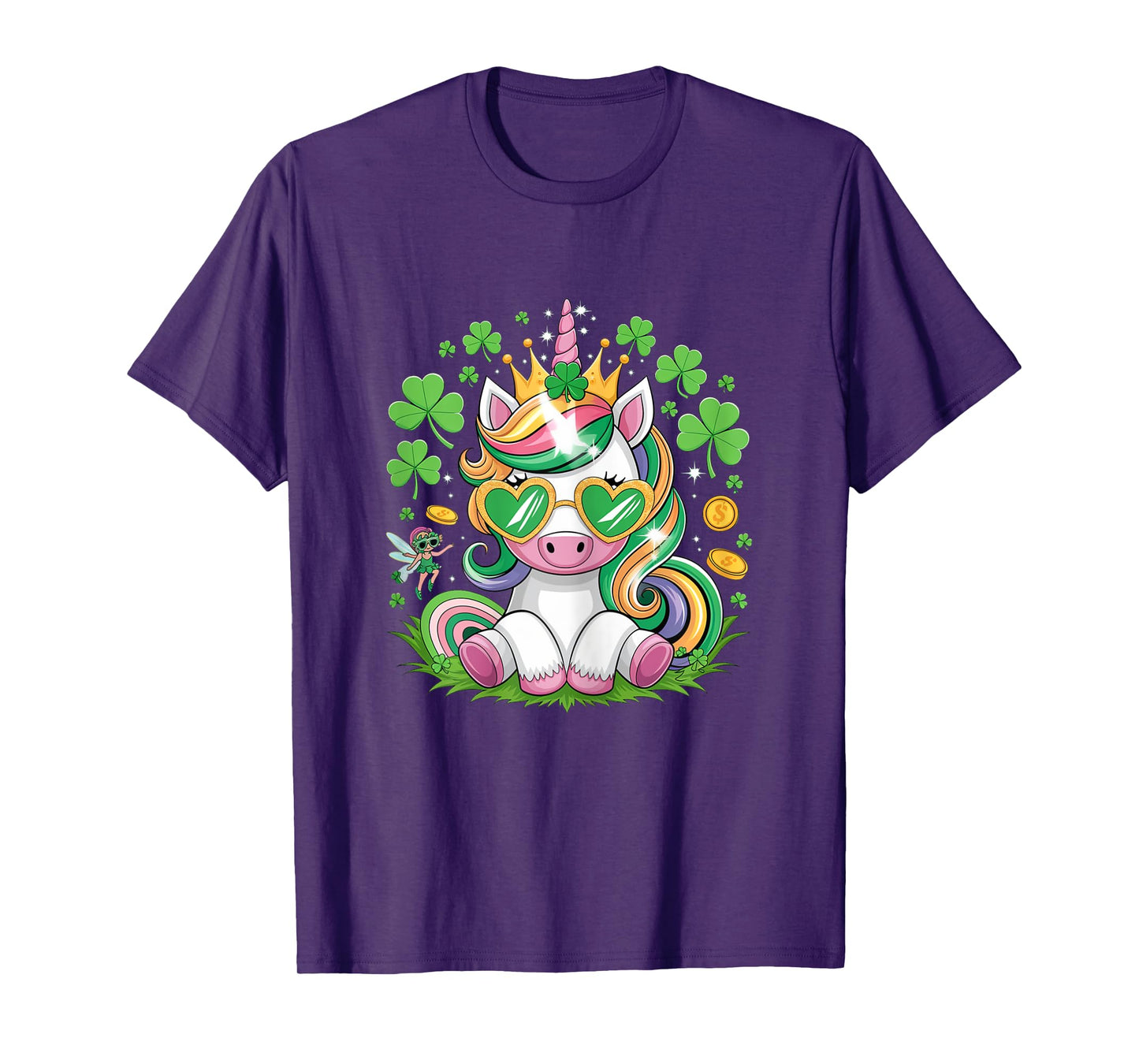Cute Unicorn Shamrock St Patricks Day Girls Kids Lepricorn T-Shirt